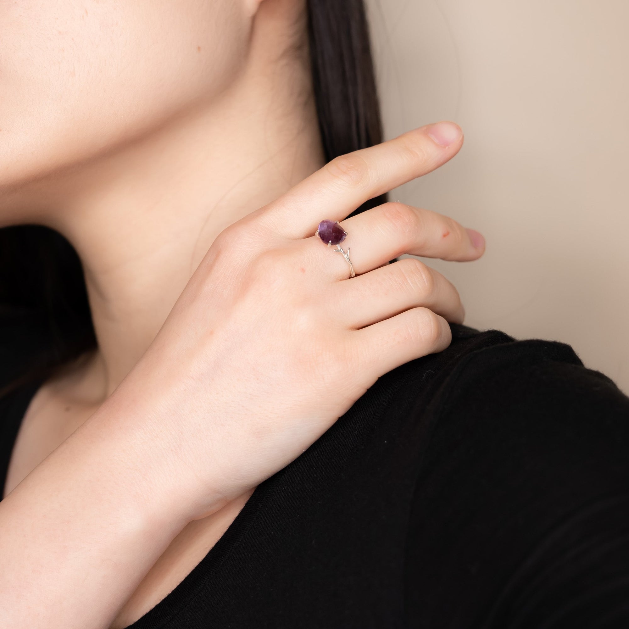 Elf Forest Branch Amethyst Ring - Yun Boutique