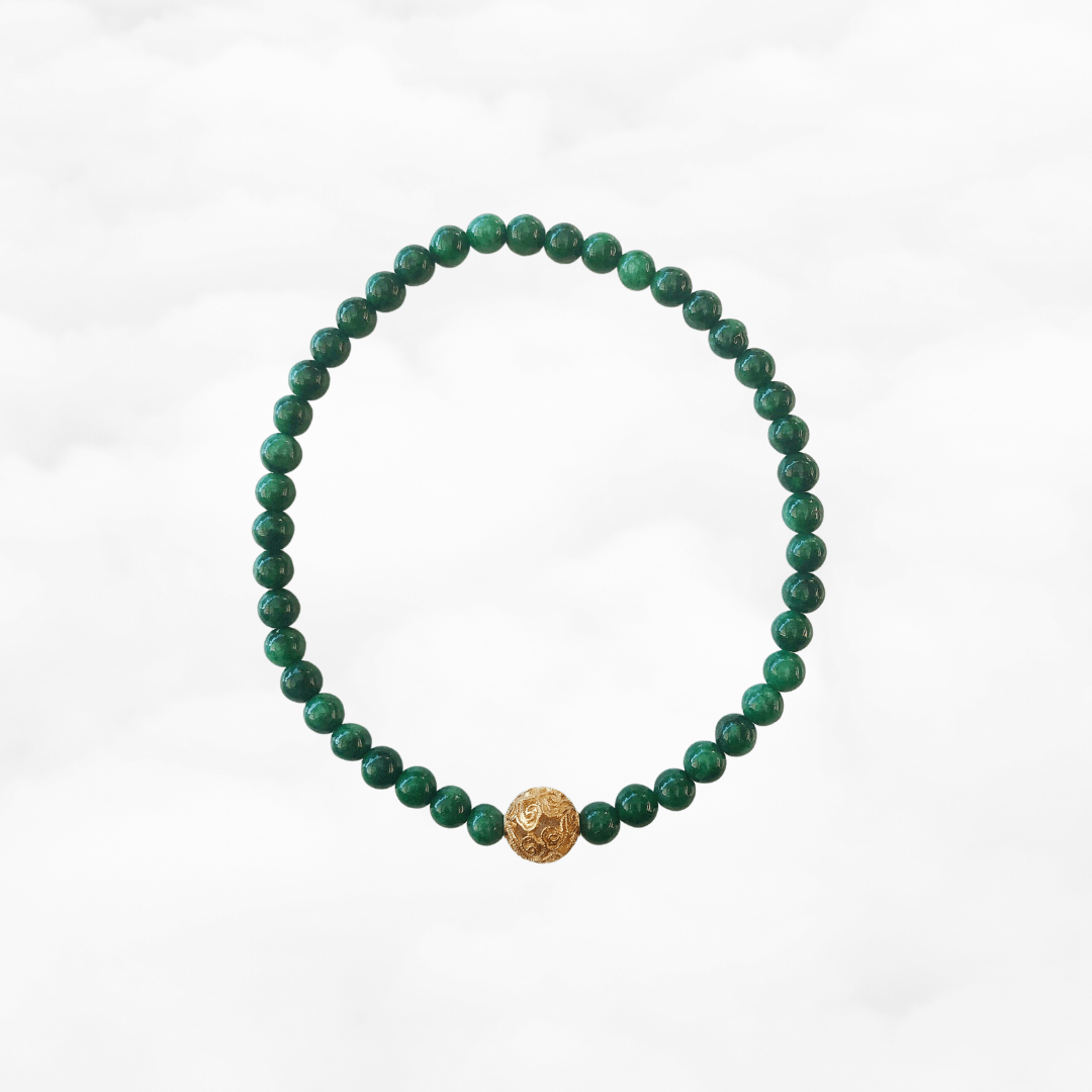 Auspicious Beaded Jadeite Bracelet Gold 4mm - Yun Boutique