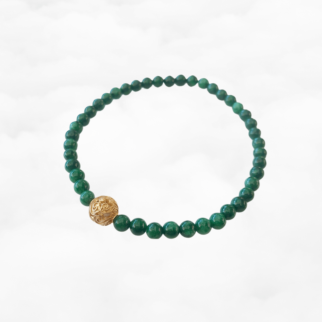 Auspicious Beaded Jadeite Bracelet Gold 4mm - Yun Boutique