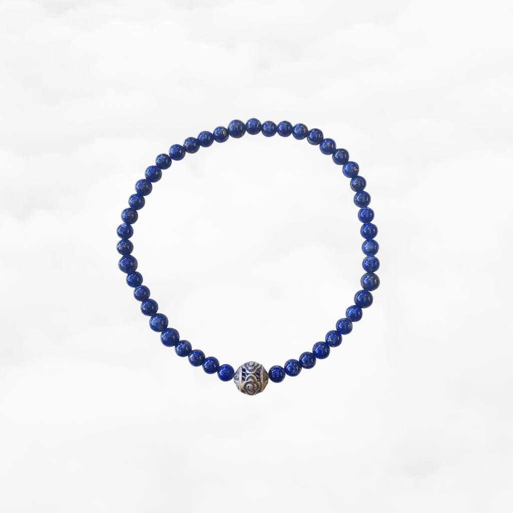 Fine Bracelet In Lapis Lazuli Beads selling And Gold Plated Silver Beads Set With Zircon In Silver