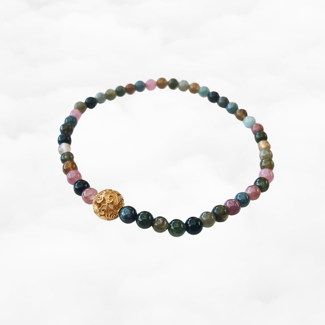 Auspicious Beaded Tourmaline Bracelet 4mm Gold - Yun Boutique