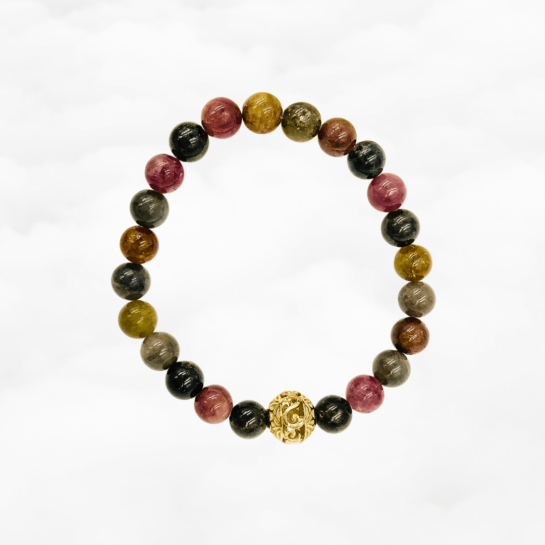 Auspicious Beaded Tourmaline Bracelet 8mm Gold - Yun Boutique