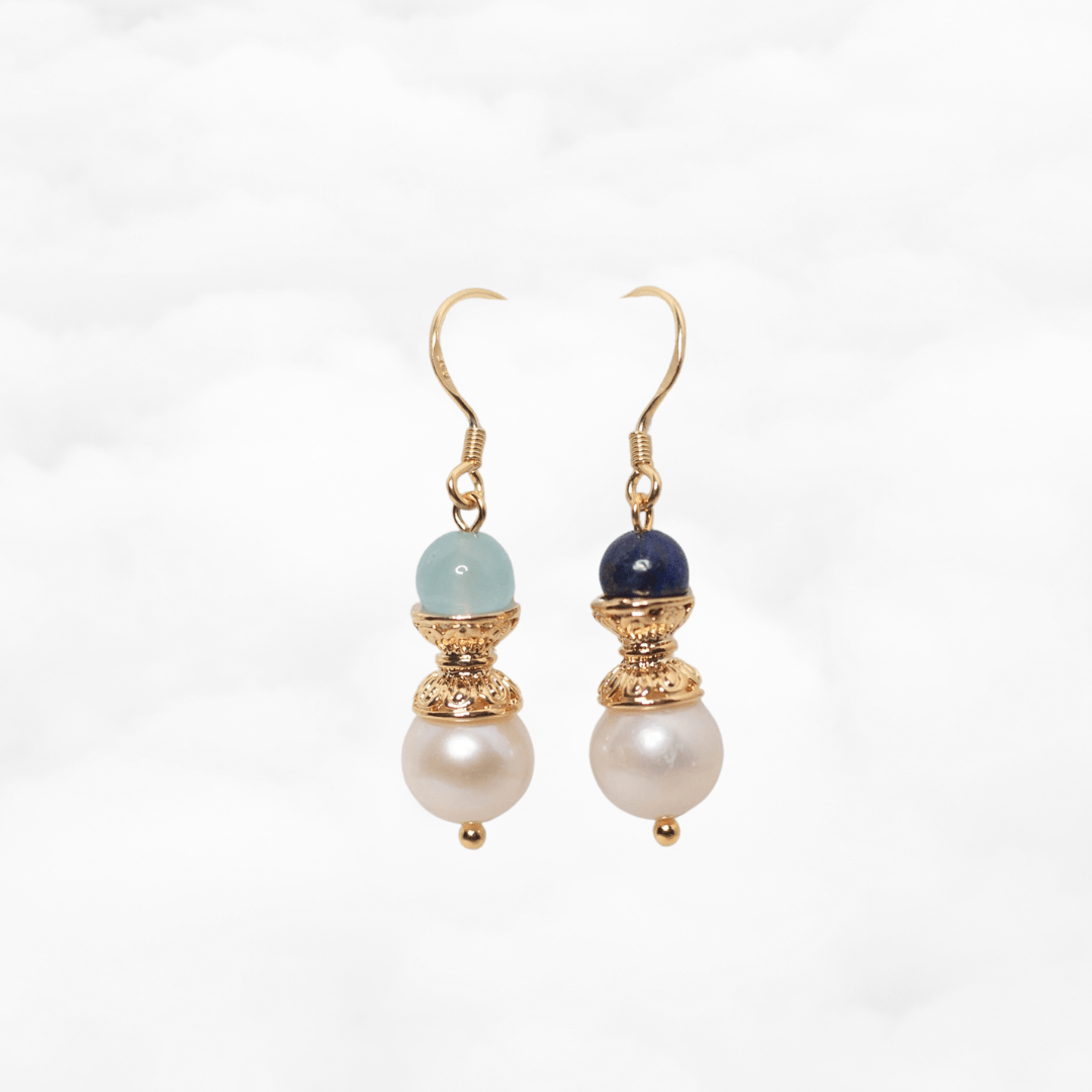 Gold Lotus Pearl Earrings - Yun Boutique