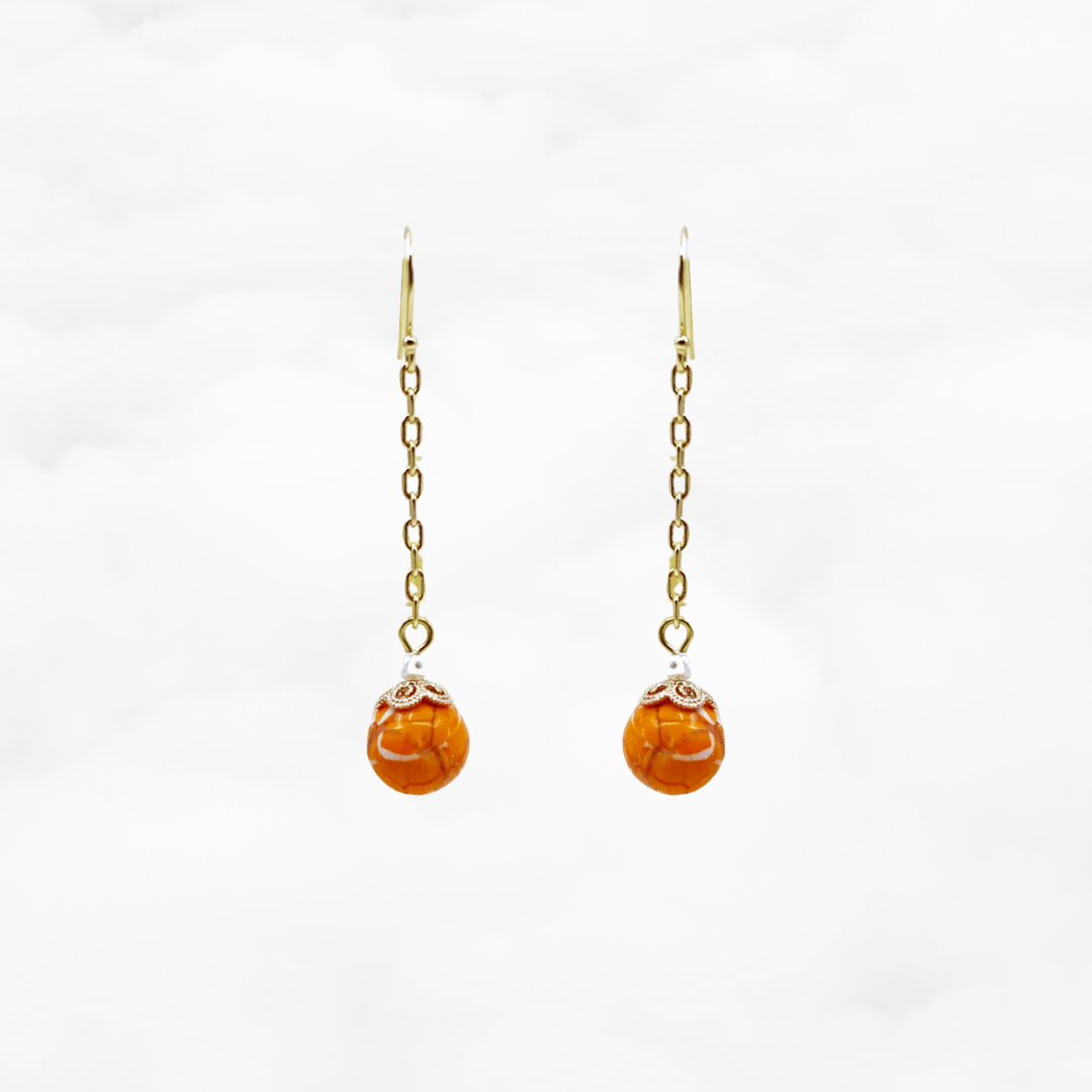 Gold Orange Gemstone Earrings - Yun Boutique