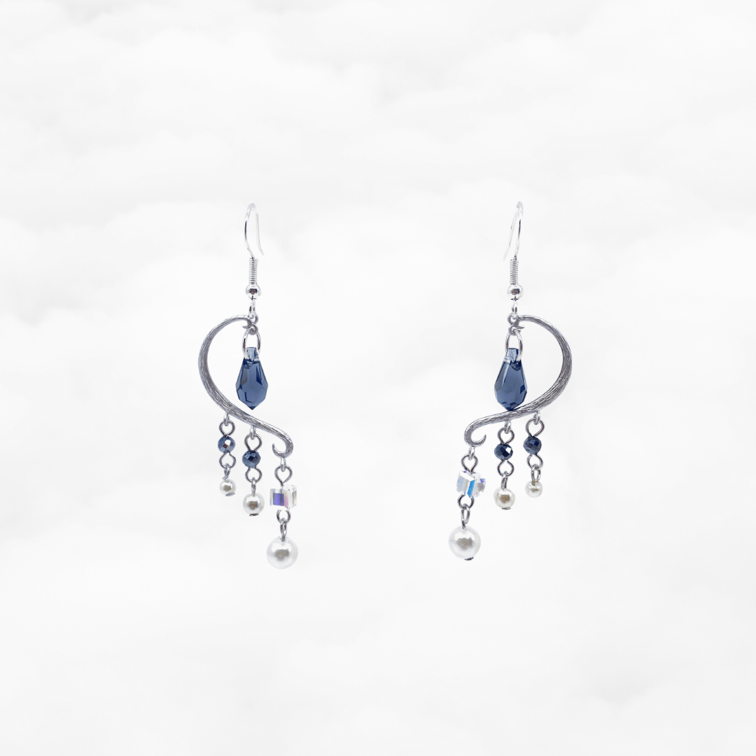 Heavenly Elegance Silver Smoky Blue Earrings