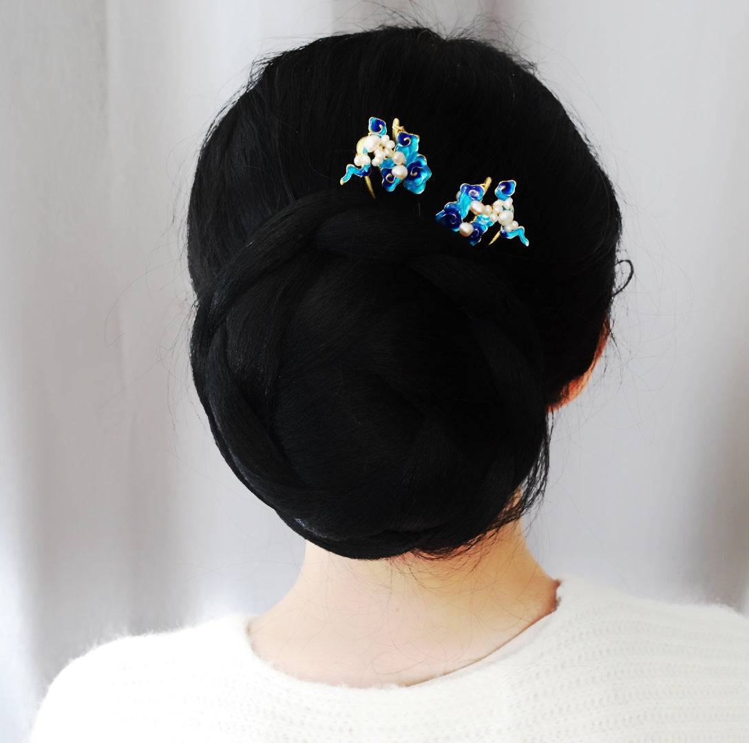 Auspicious Hair Stick with Enamel Pearl - Yun Boutique