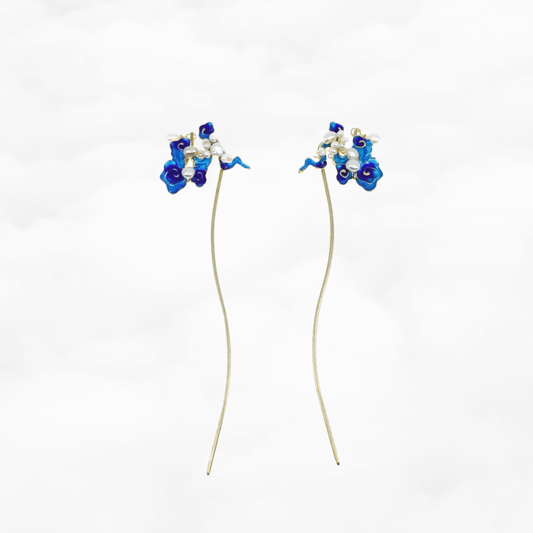 Auspicious Hair Stick with Enamel Pearl - Yun Boutique