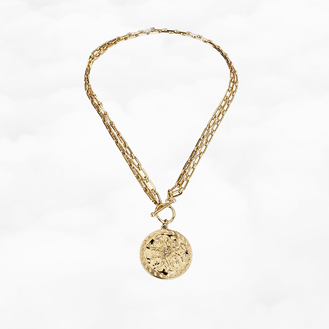 Auspicious Flower Pendant Necklace Vermeil - Yun Boutique