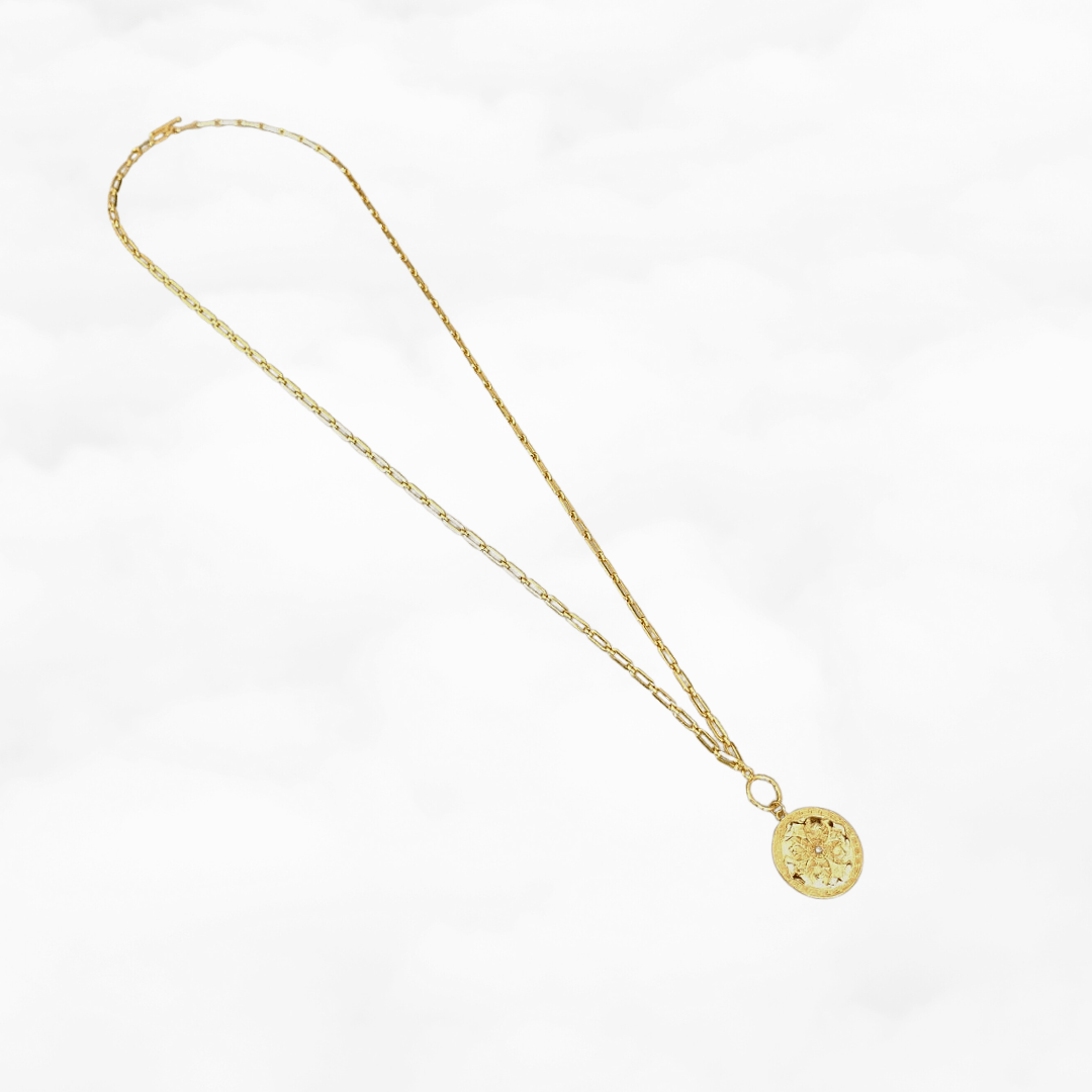 Auspicious Flower Pendant Necklace Vermeil - Yun Boutique