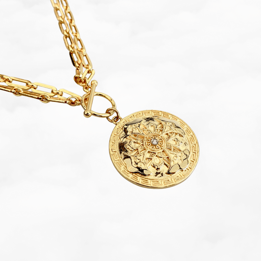 Auspicious Flower Pendant Necklace Vermeil - Yun Boutique