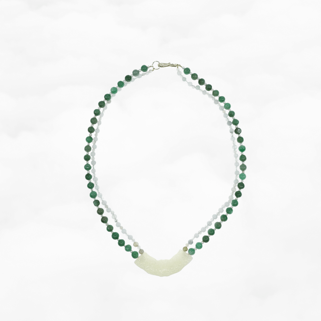 Auspicious Double Layer Green Jade Necklace - Yun Boutique