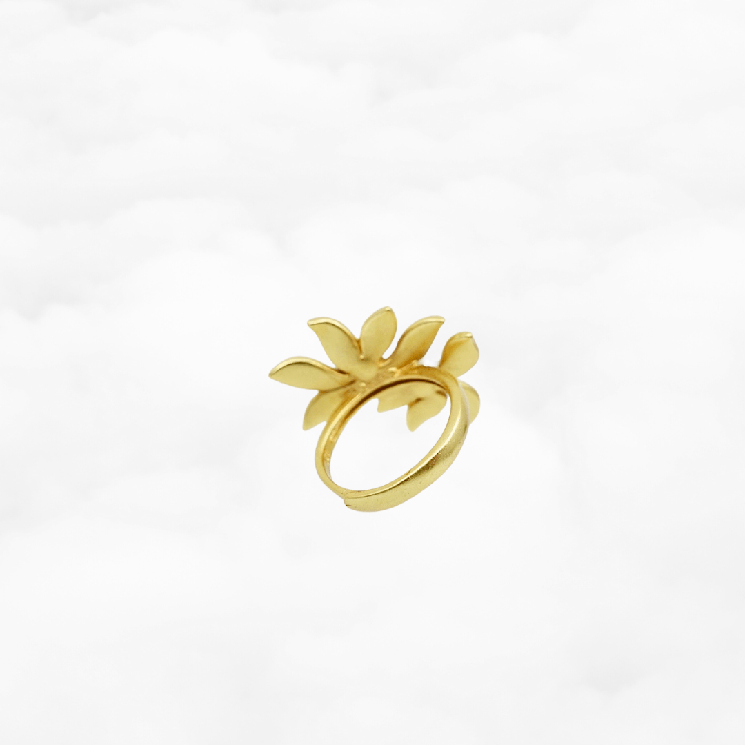 Gold Enamel Orchid Ring - Yun Boutique