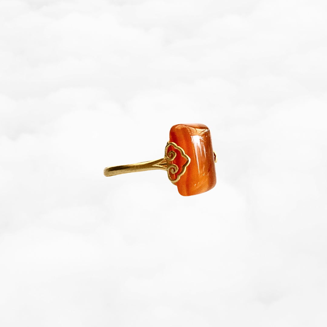 Gold Rectangle Carnelian Ring