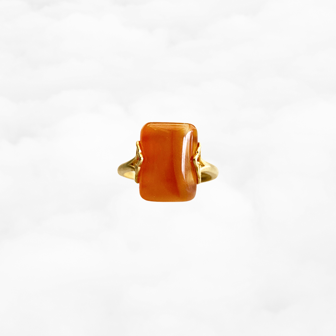 Gold Rectangle Carnelian Ring