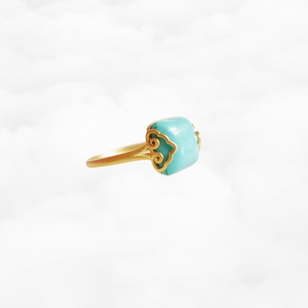 Gold Square Turquoise Ring - Yun Boutique