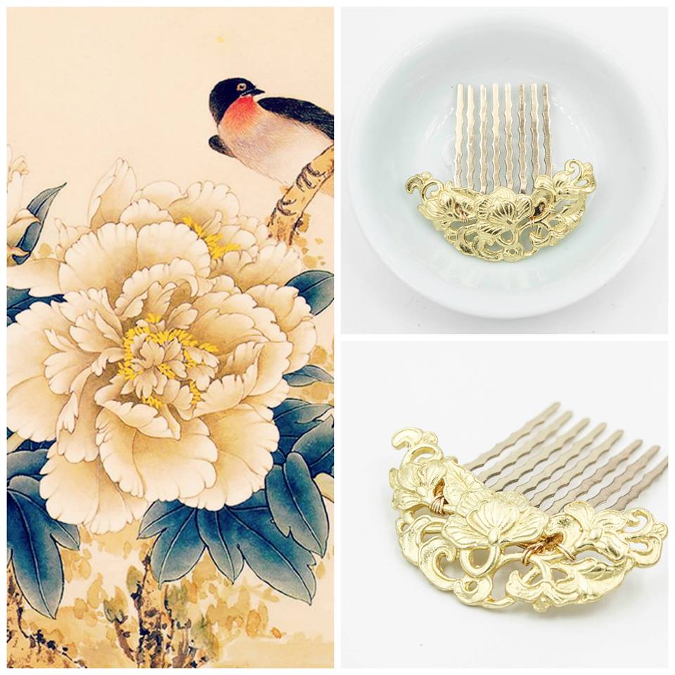 Tree Peony Hair Comb Gold - Yun Boutique