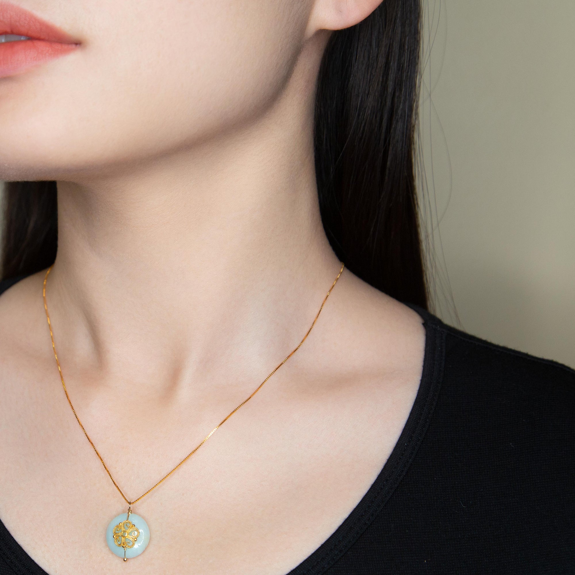 Flower Amazonite Pendant Necklace - Yun Boutique