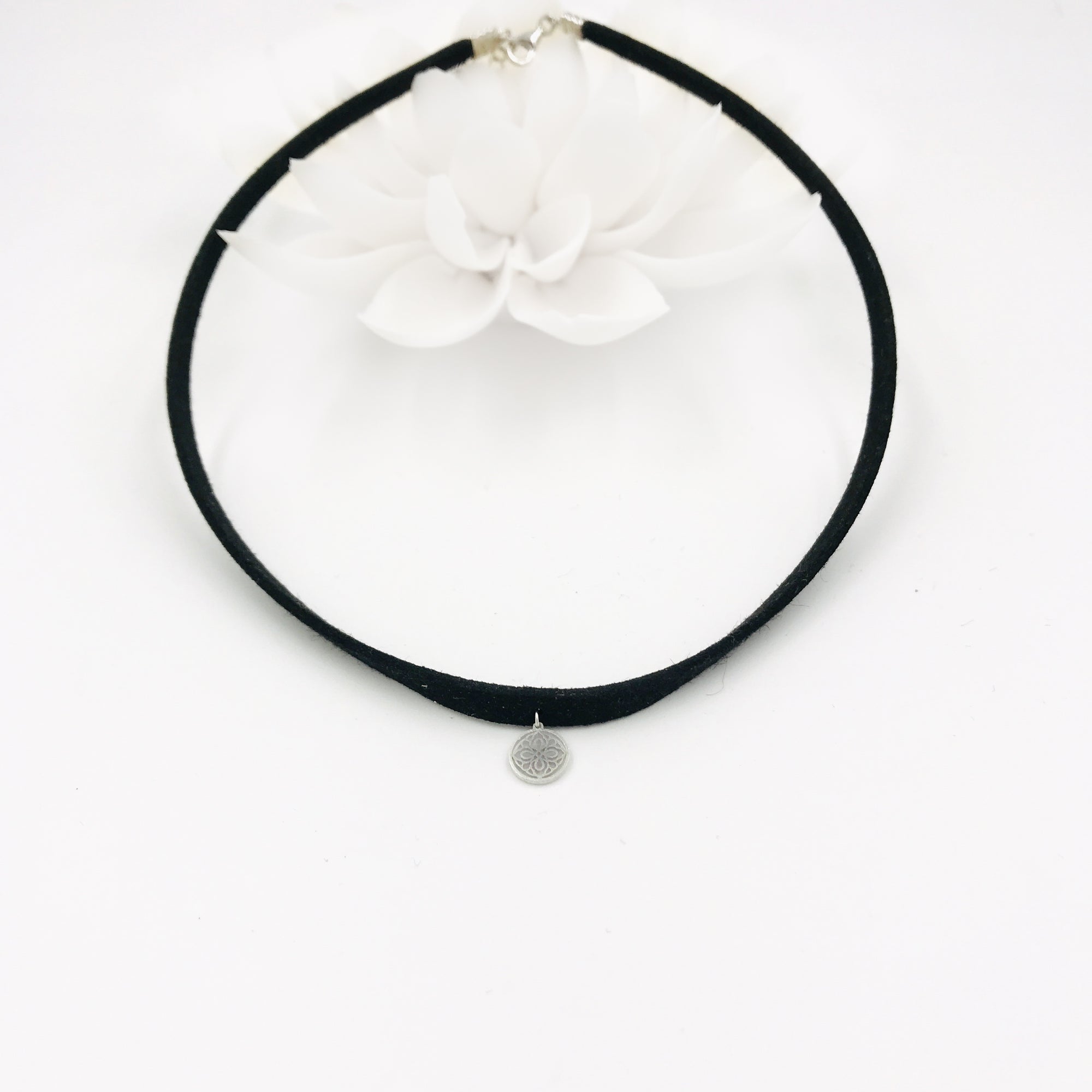 Auspicious Origin Black Suede Choker Necklace (Mini)