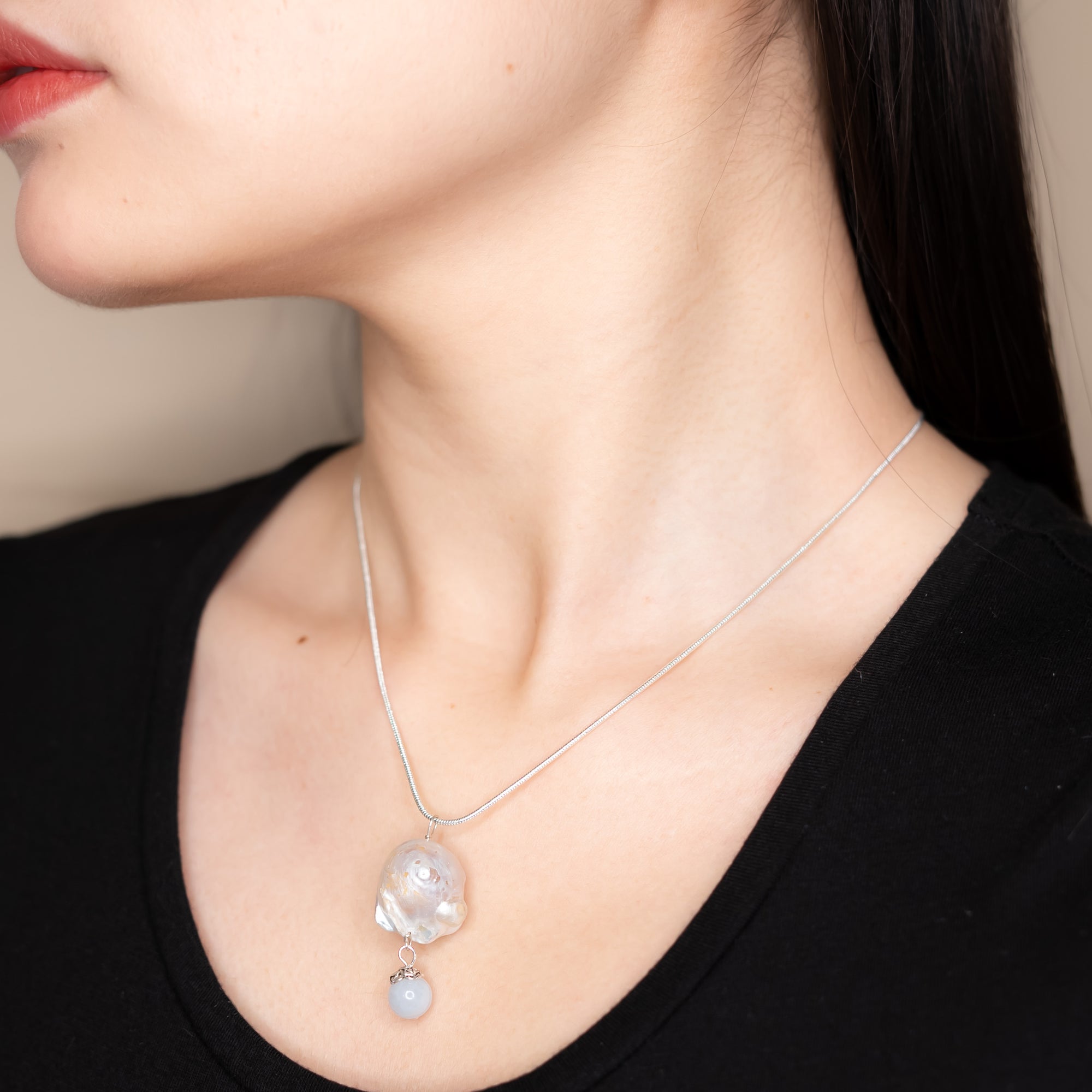 Tear of Compassion Large Baroque Pearl Pendant Necklace