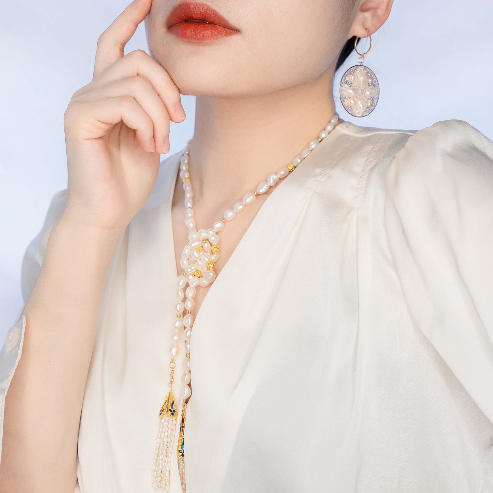 Multi-style Baroque Pearl Lariat Necklace Set