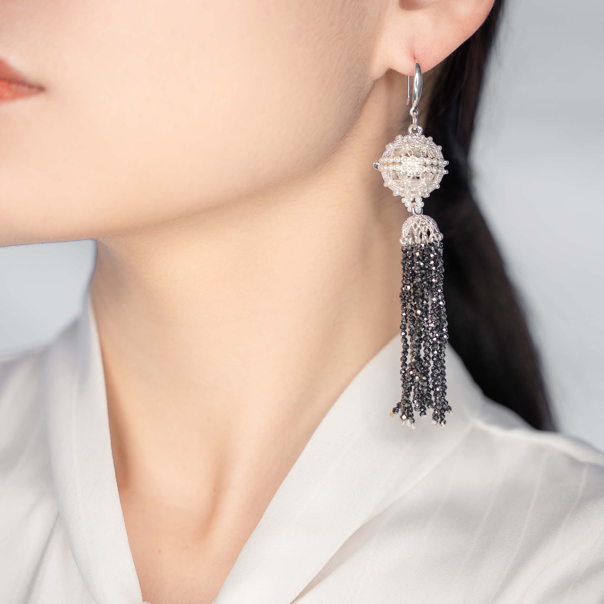 Herbal Locket Crystal Tassel Earrings - Terahertz Stone - Yun Boutique