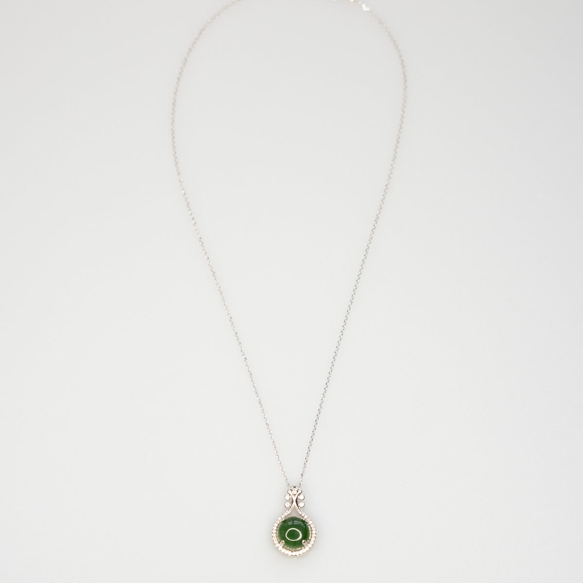 Pipa Green Hetian Nephrite Jade Necklace Silver