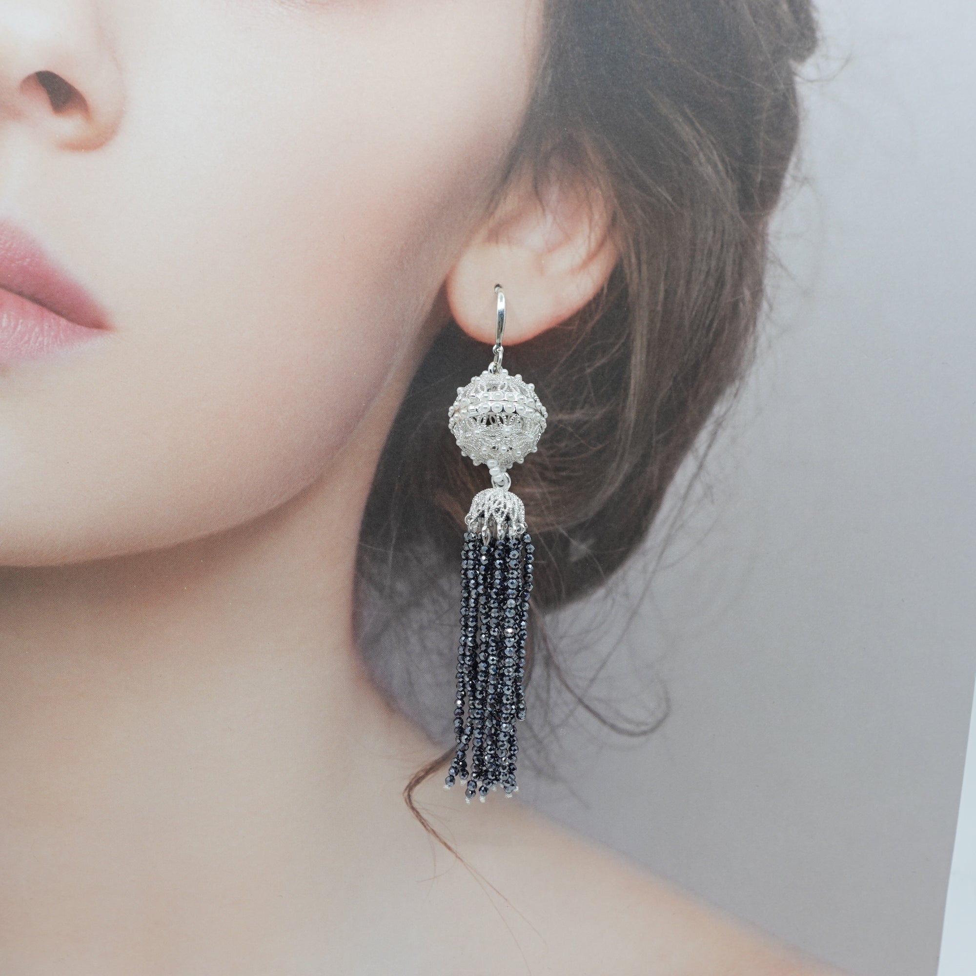 Herbal Locket Crystal Tassel Earrings - Terahertz Stone - Yun Boutique