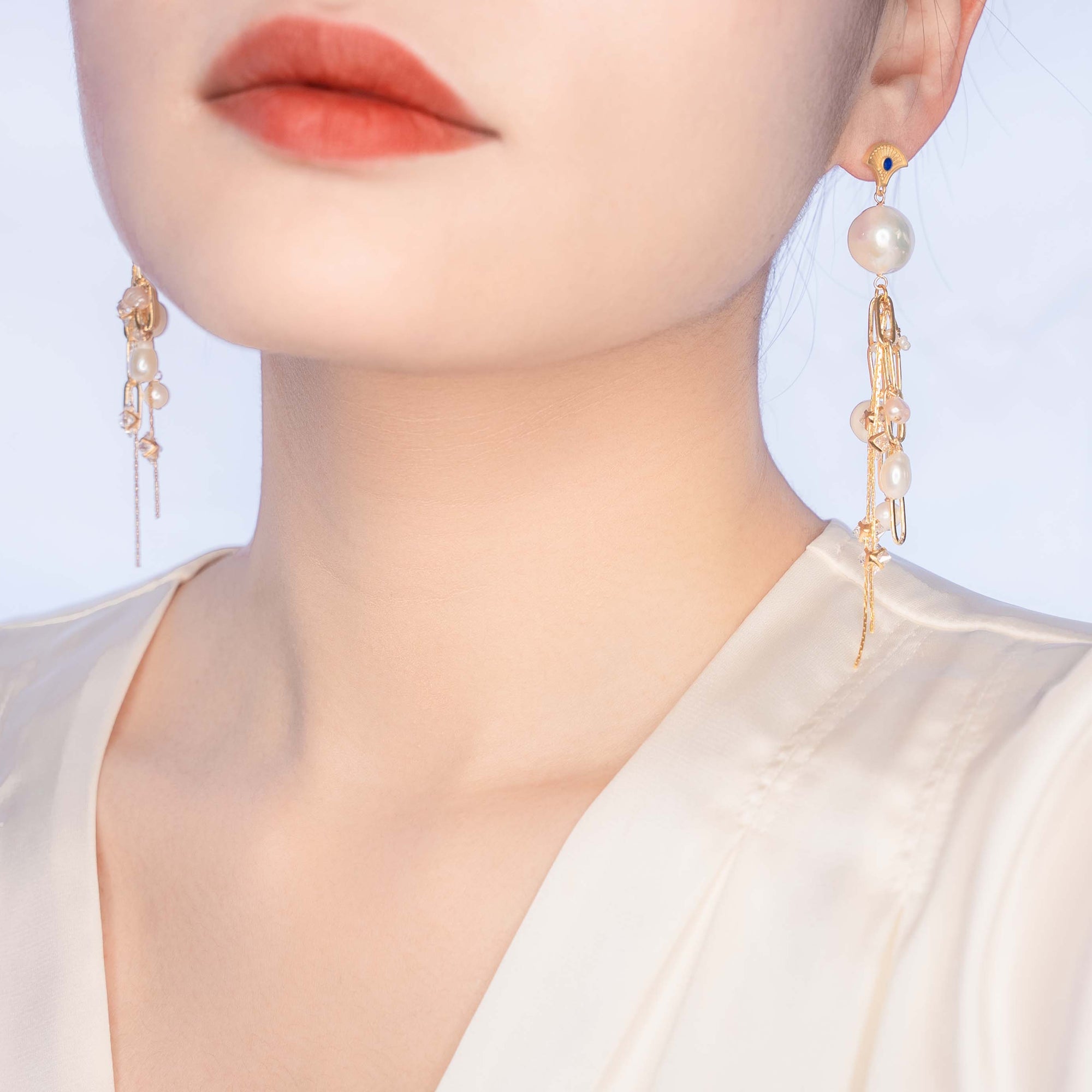 Baroque Pearl Tassel Statement Earrings - Yun Boutique