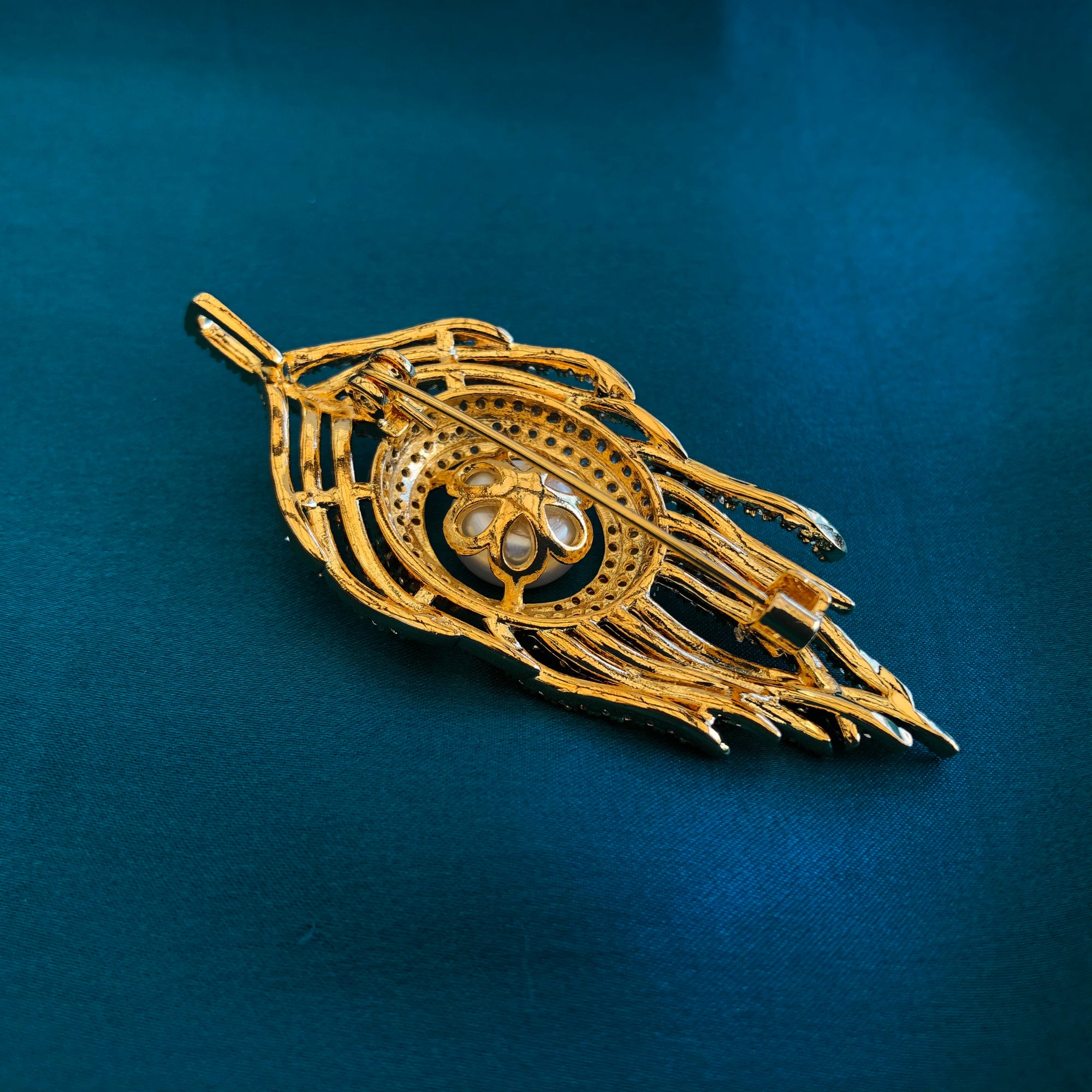 Gold Plated Phoenix Zircon Brooch Pendant