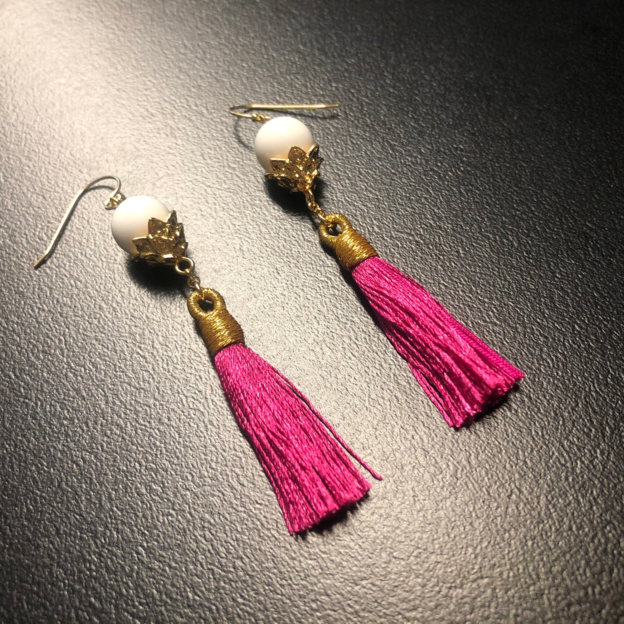 Little Lotus Silk Tassel Earrings - Velvet - Yun Boutique