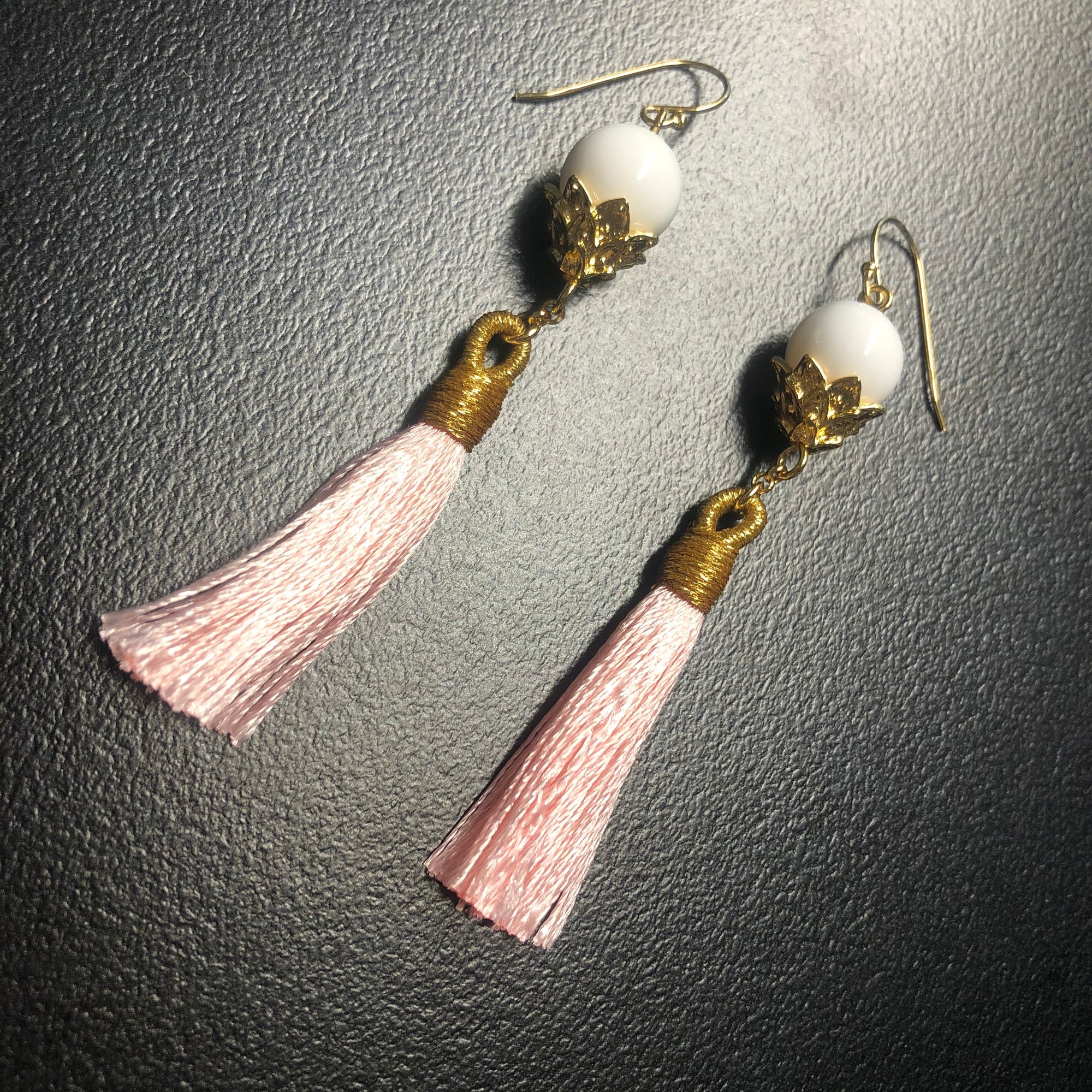 Little Lotus Silk Tassel Earrings - Pink - Yun Boutique