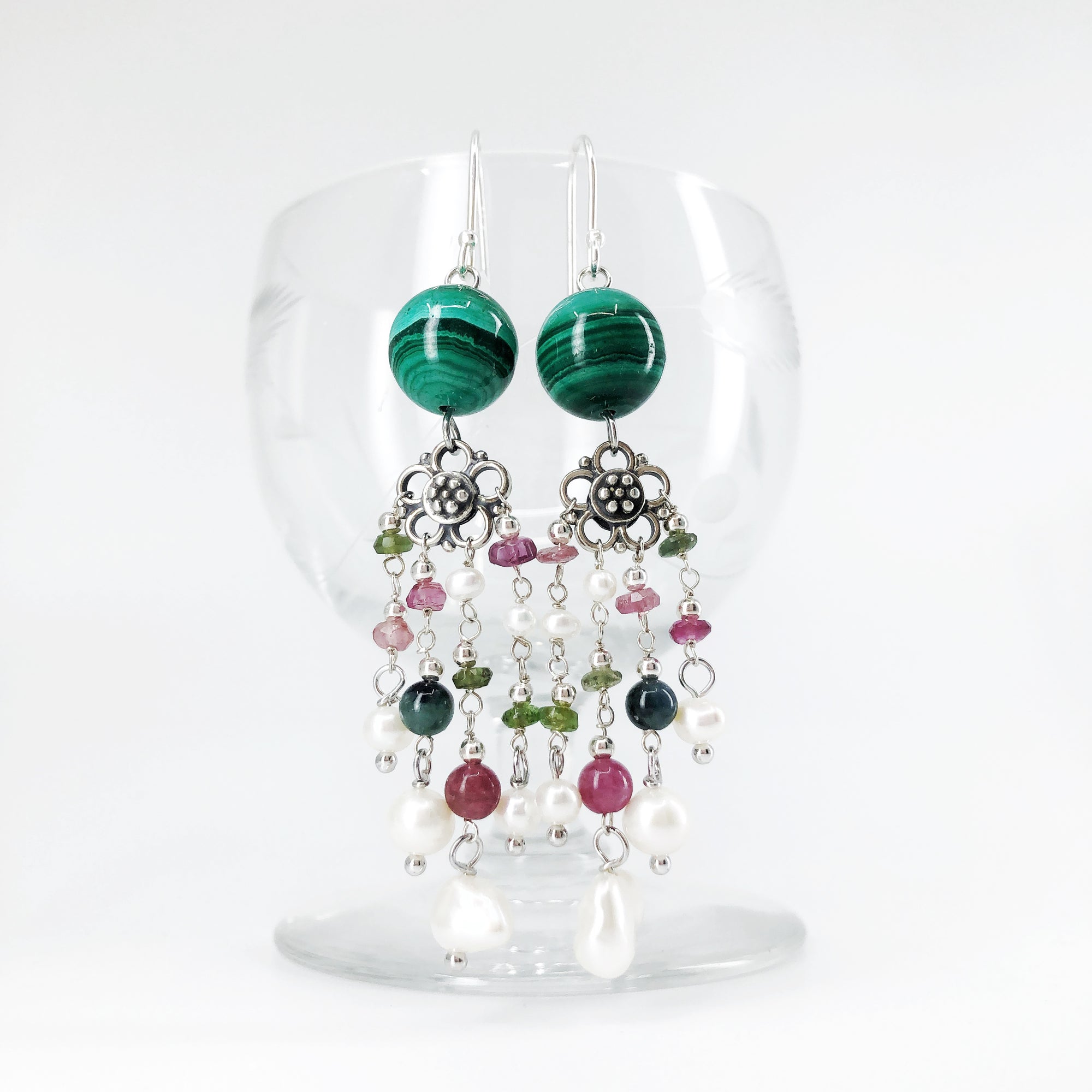 Magic Forest Silver Malachite Earrings - Yun Boutique