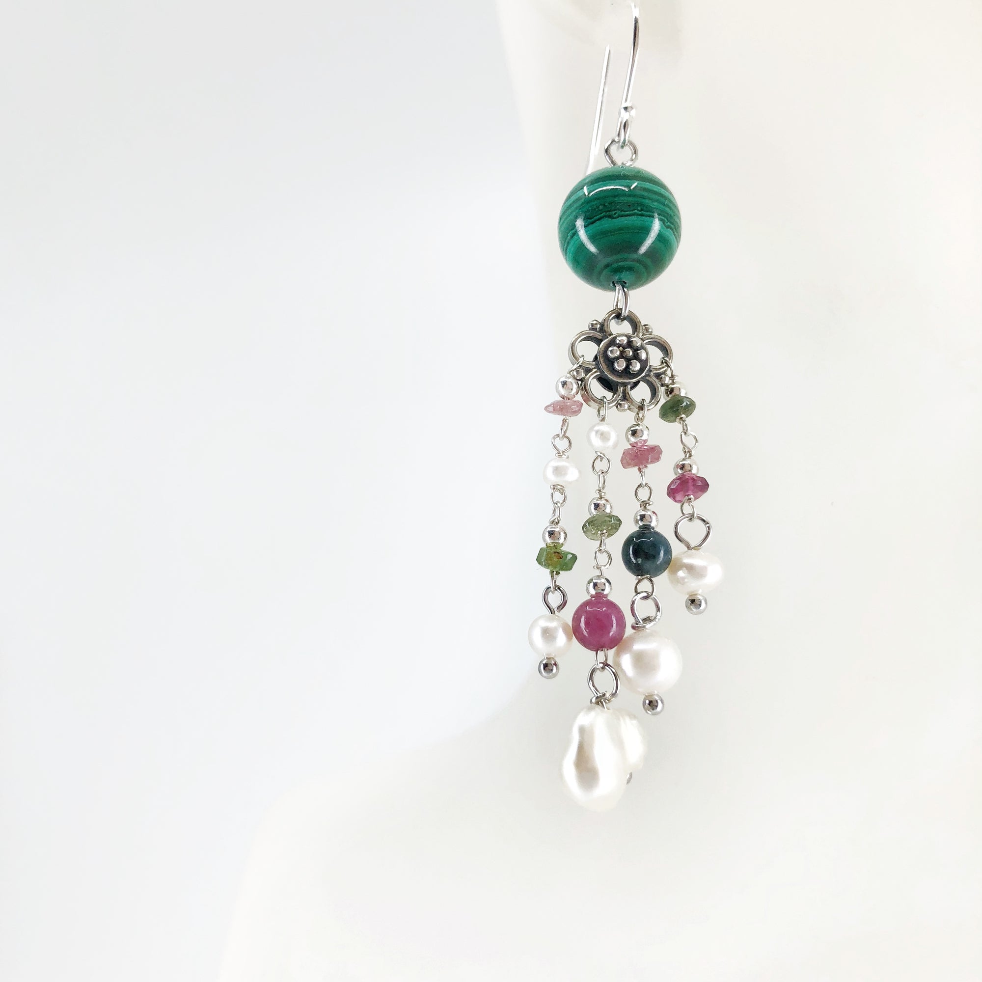 Magic Forest Silver Malachite Earrings - Yun Boutique