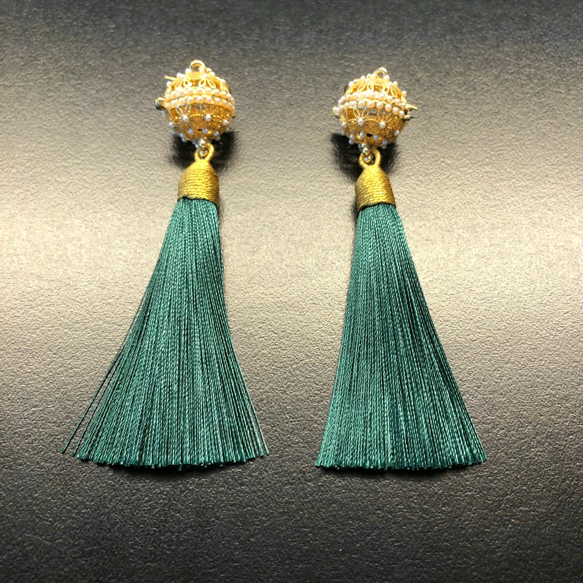 Herbal Locket Silk Tassel Earrings - Jade Green - Yun Boutique