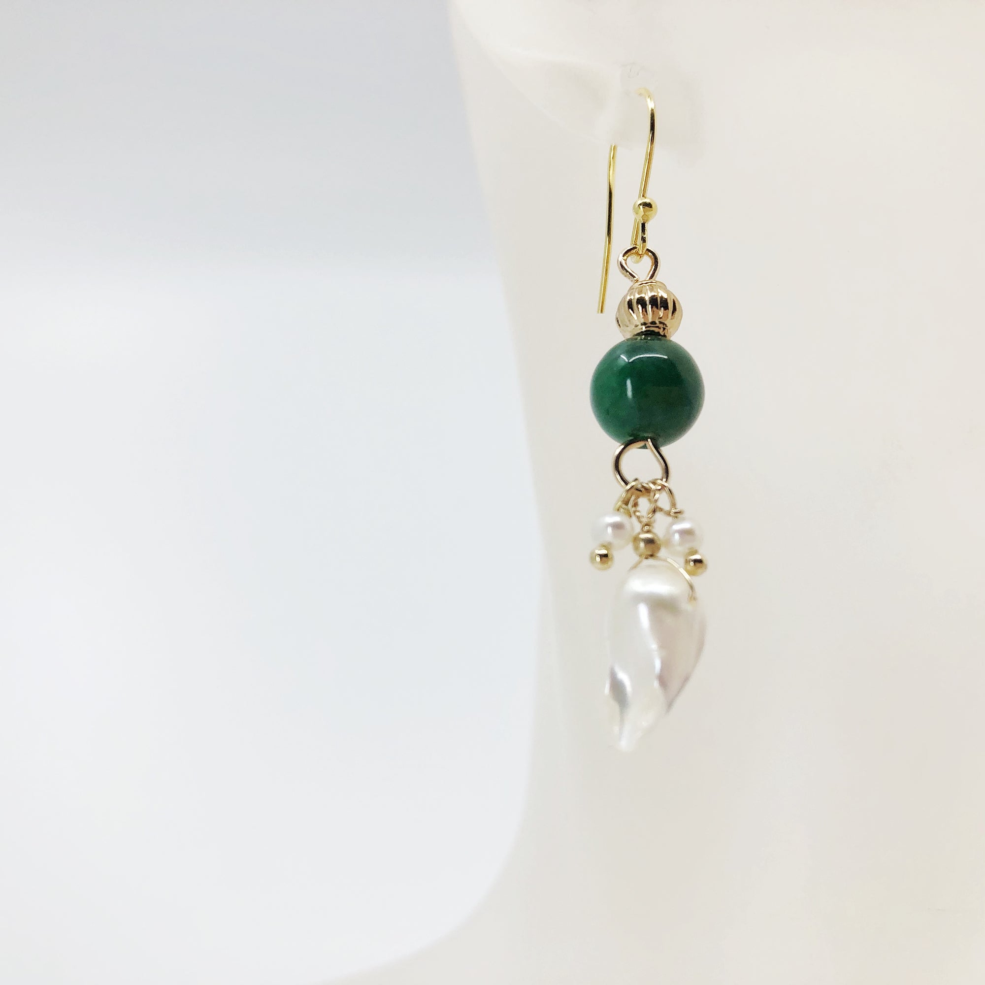 Pearl Feather Jade Earrings - Yun Boutique