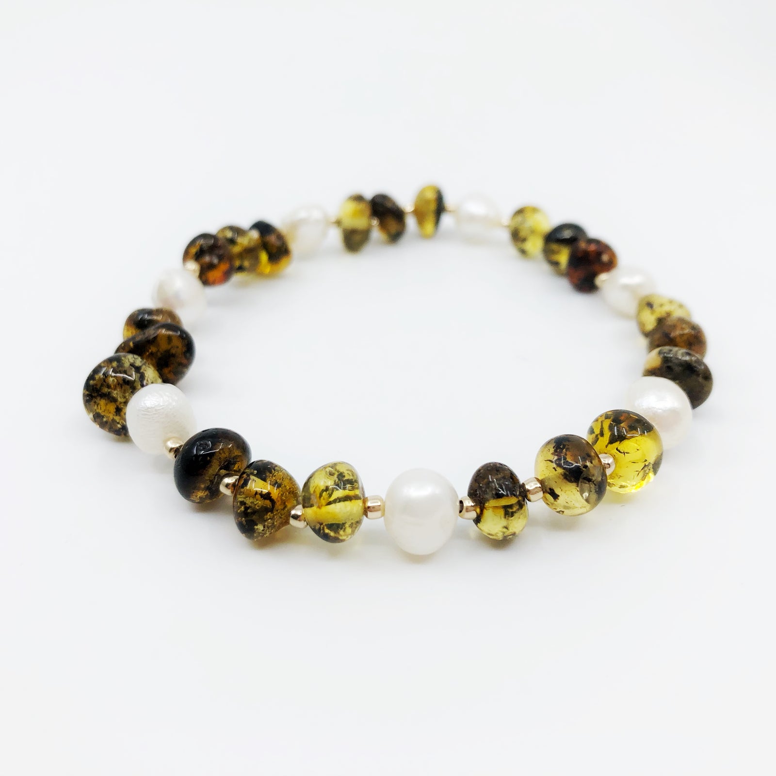 Forest Fairy Amber and Pearl Bracelet