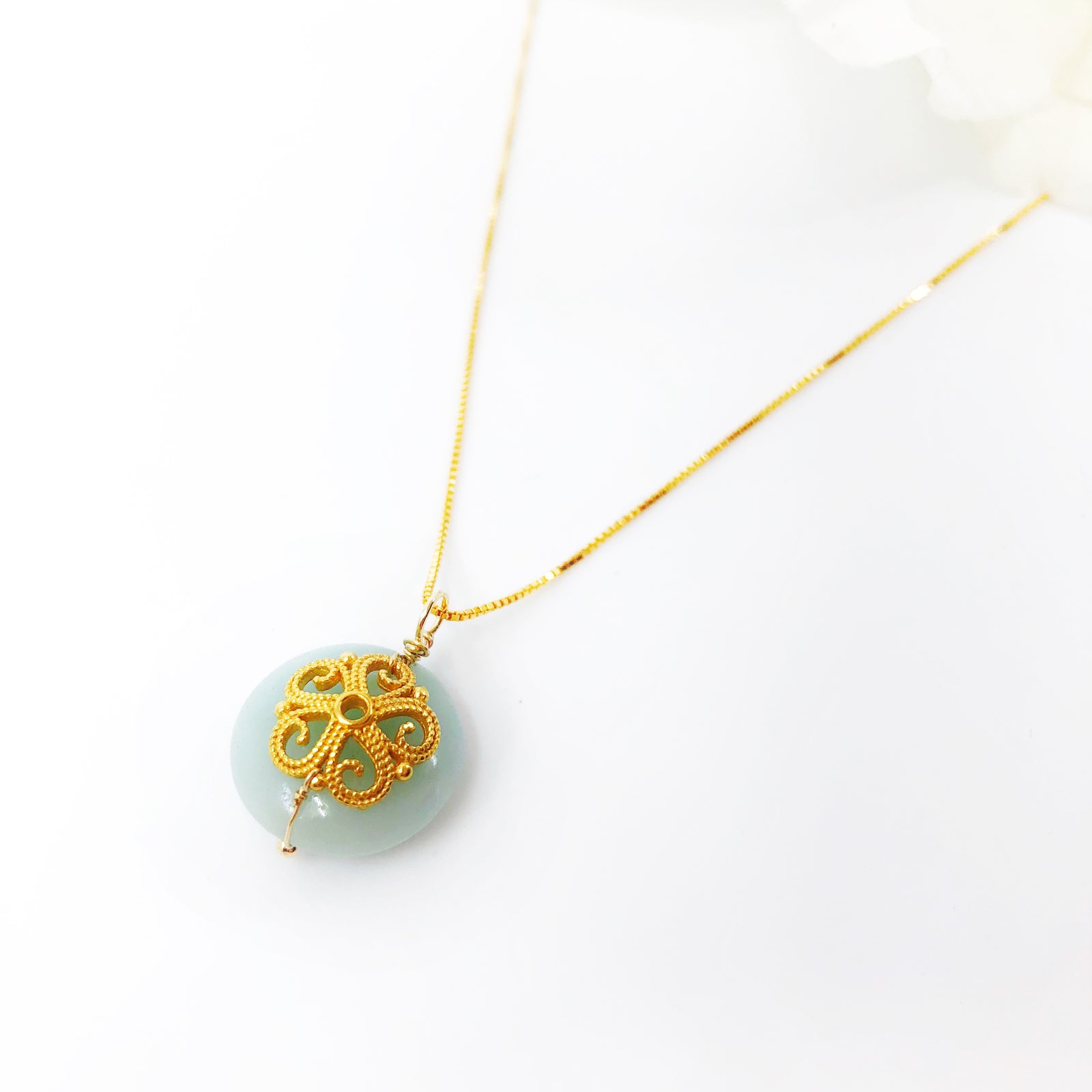 Gold Amazonite Floral Necklace - Yun Boutique