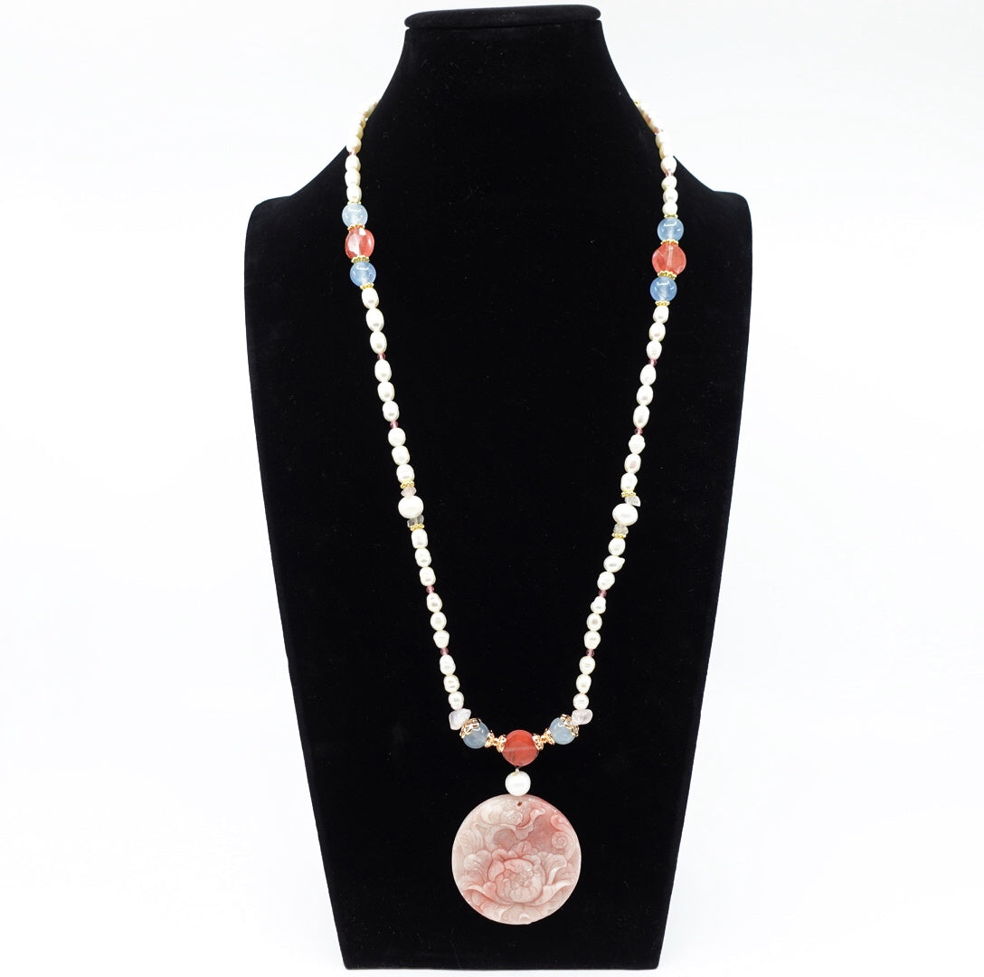 Beaded Tree Peony Pearl Necklace - Yun Boutique