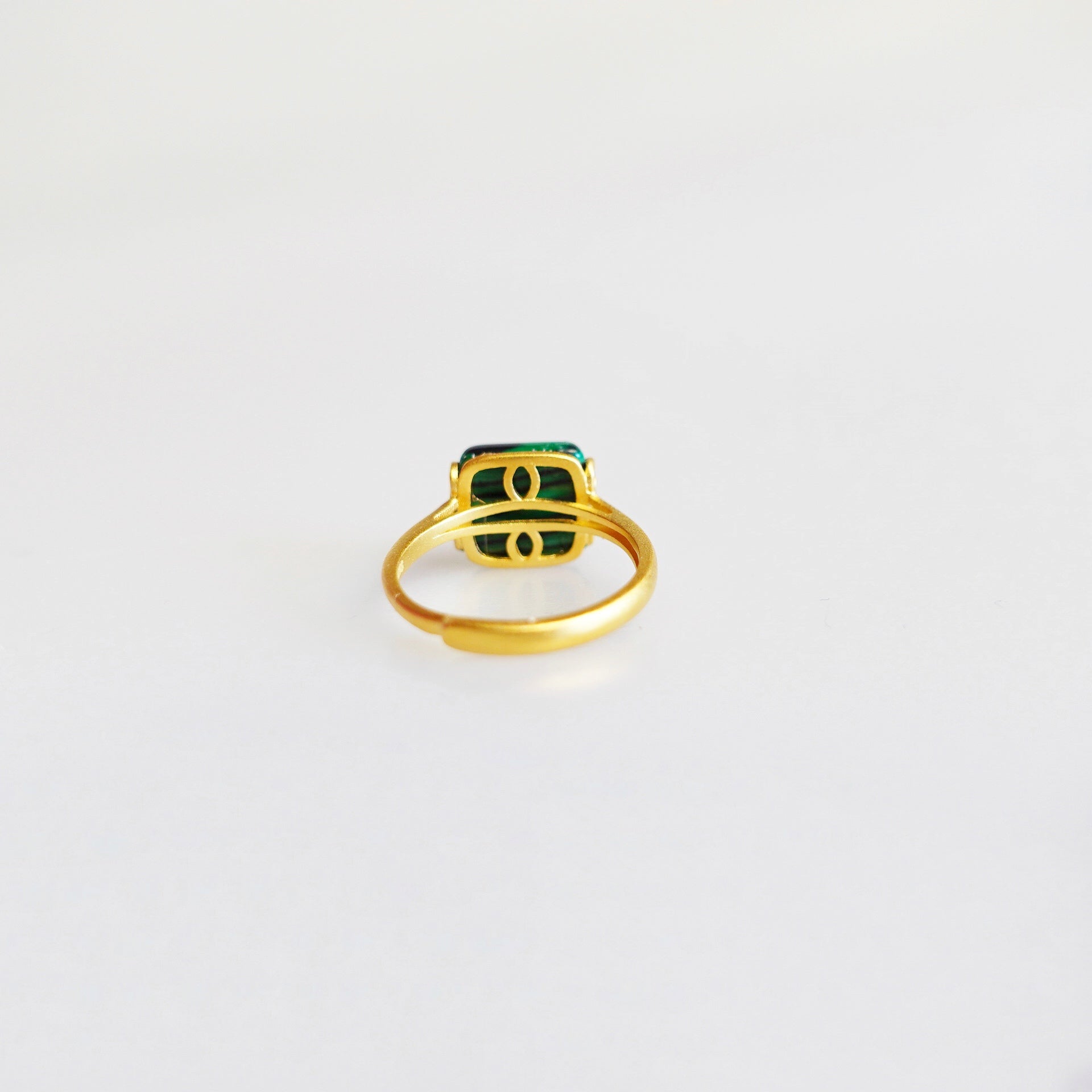 Gold Square Malachite Ring