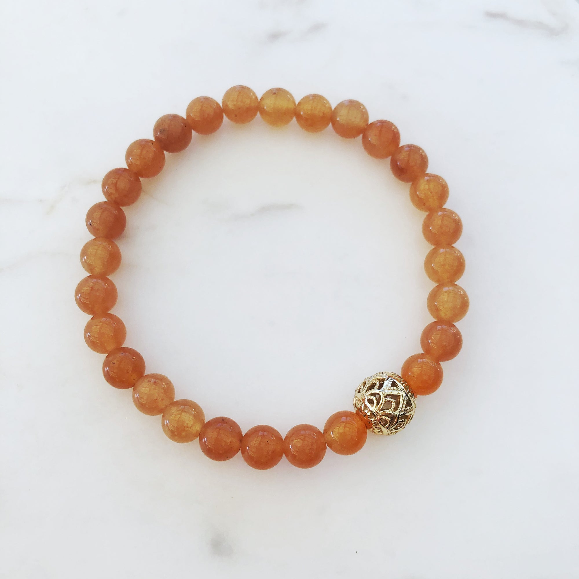 Orange Aventurine Lotus Bracelet