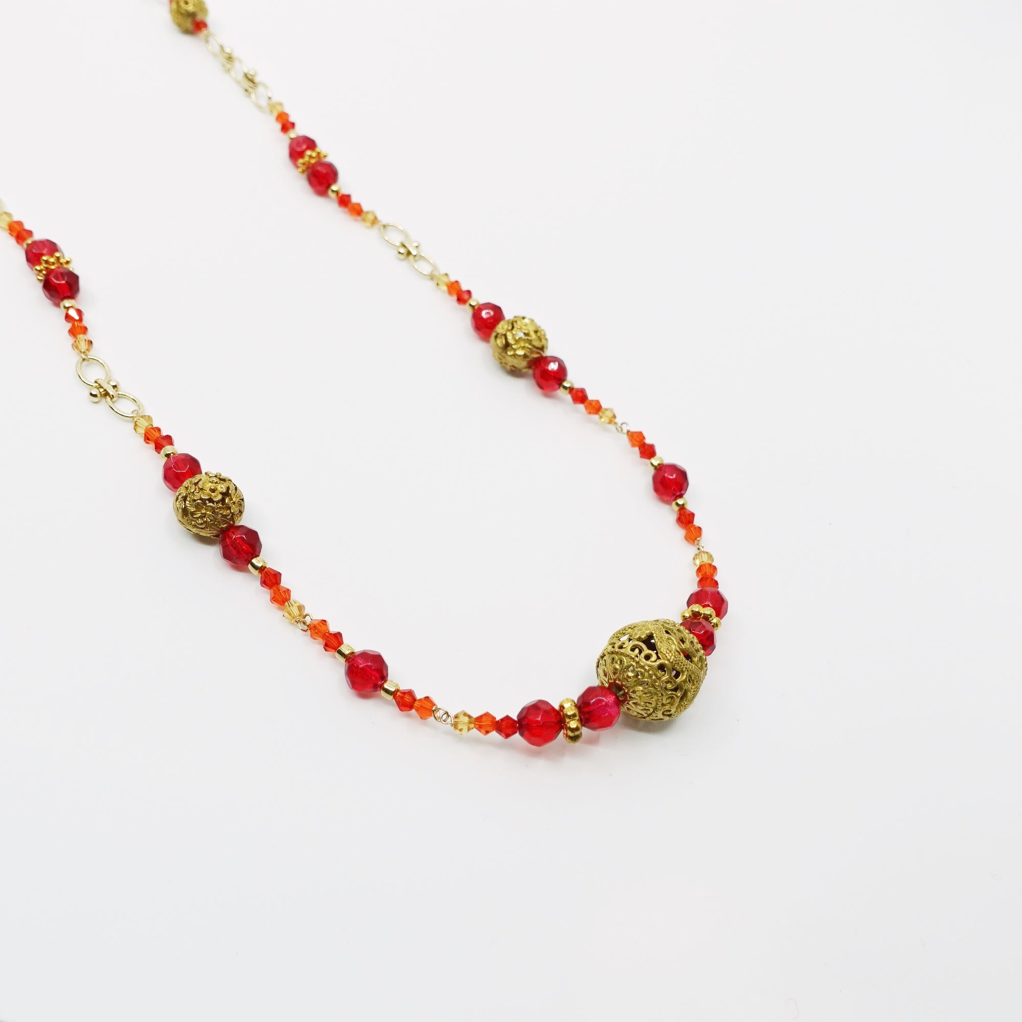 Dragon and Phoenix Red Crystal Necklace - Yun Boutique