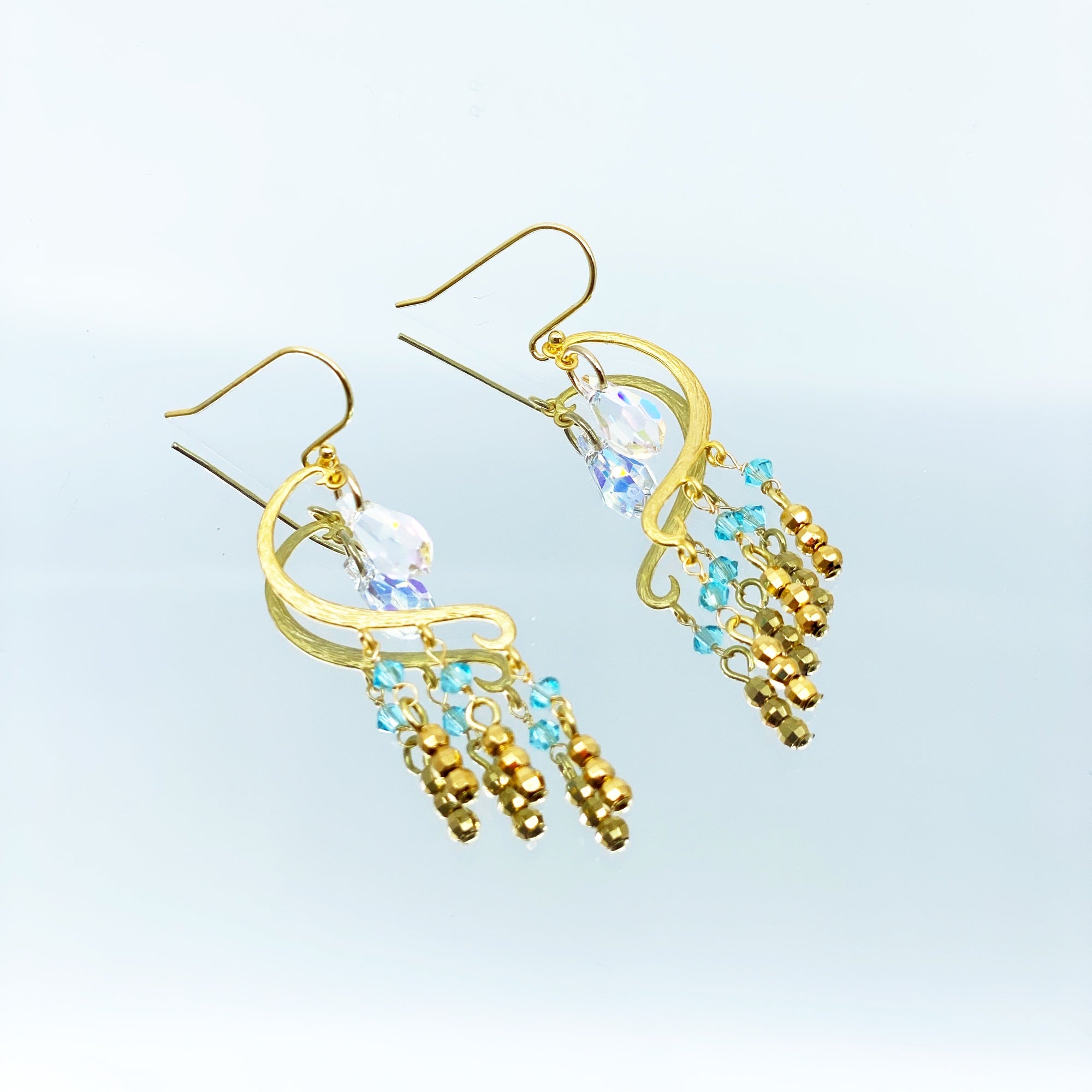 Heavenly Elegance Tassel Earrings - Gold Blue - Yun Boutique