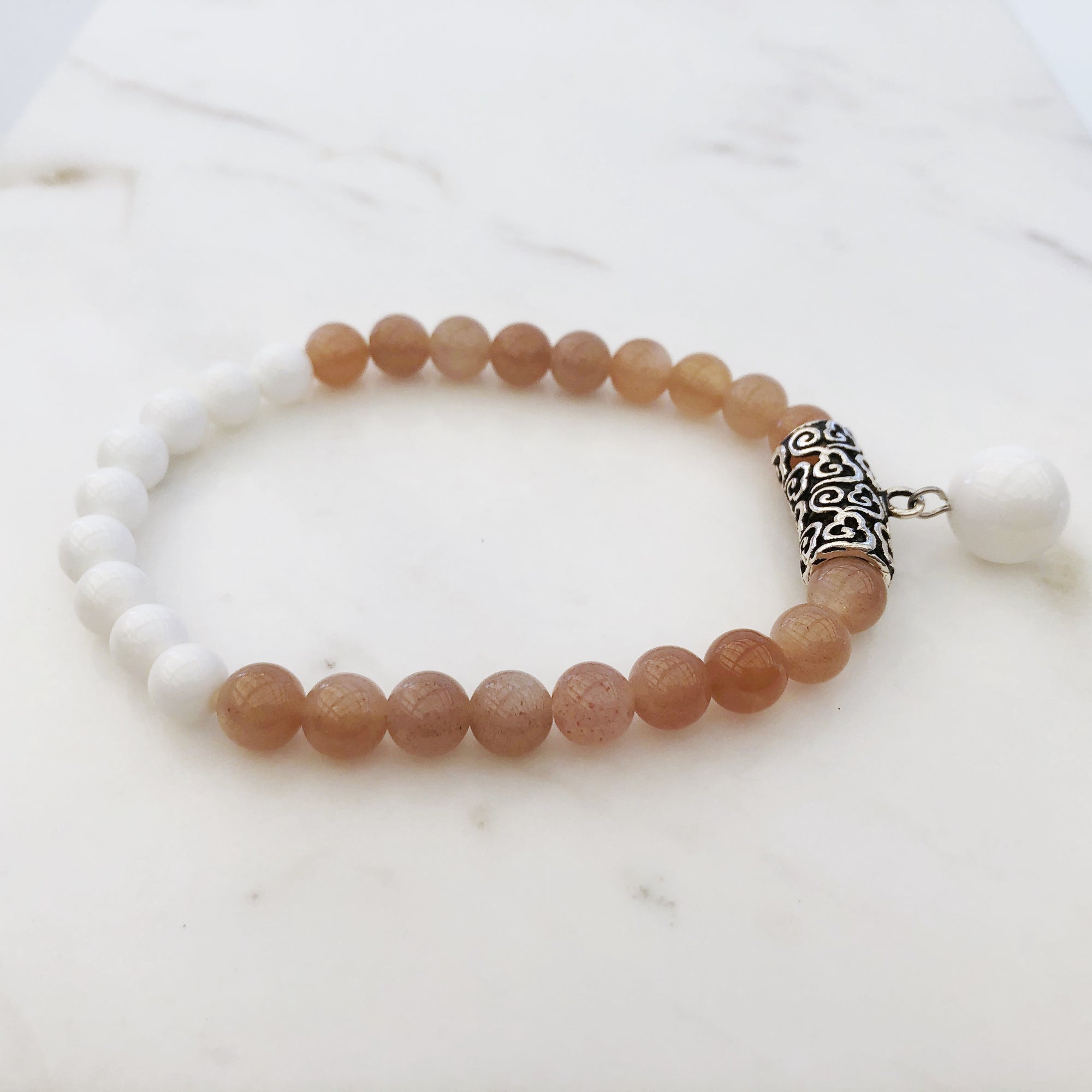 Sunstone and Tridacna Auspicious Clouds Bracelet