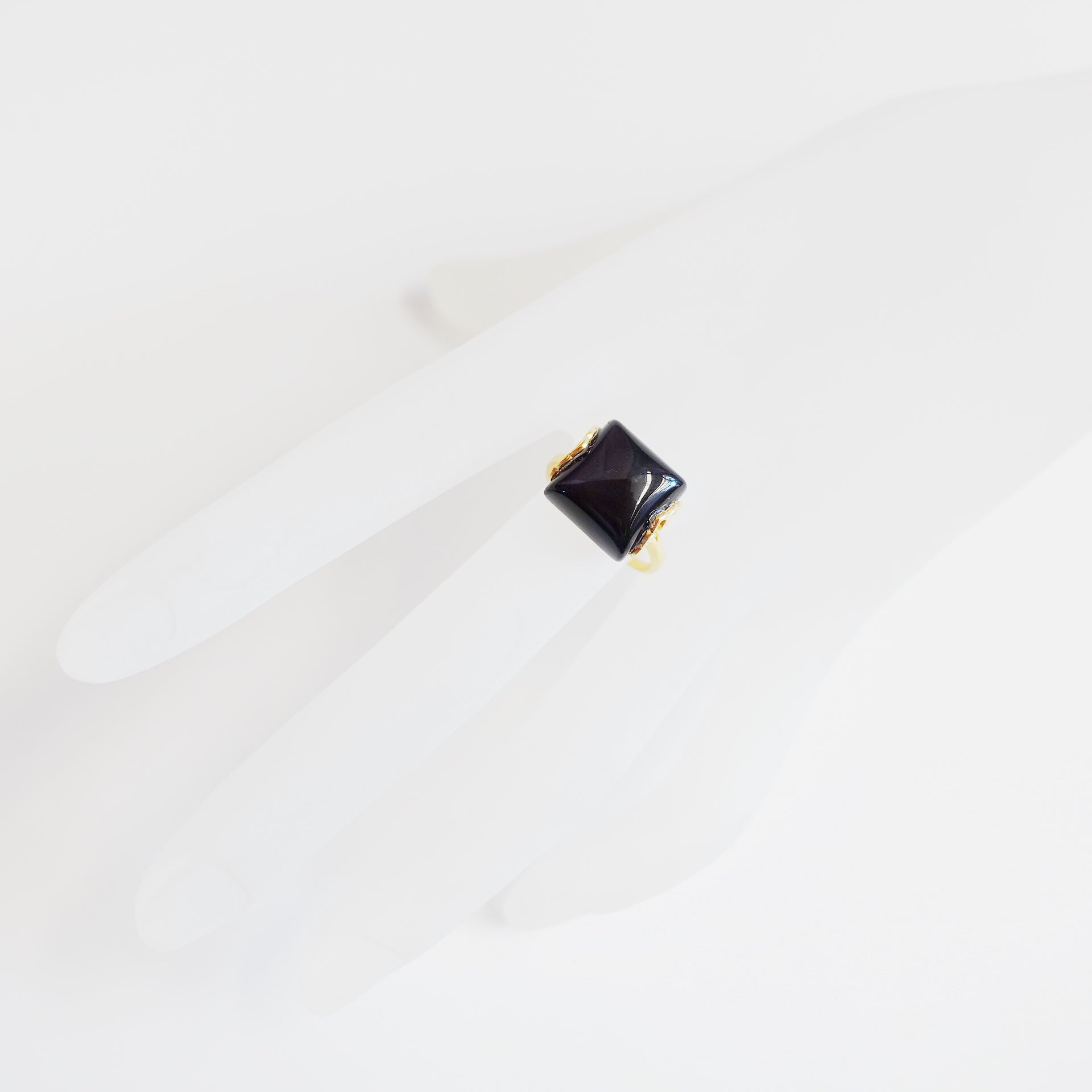 Gold Square Obsidian Ring - Yun Boutique