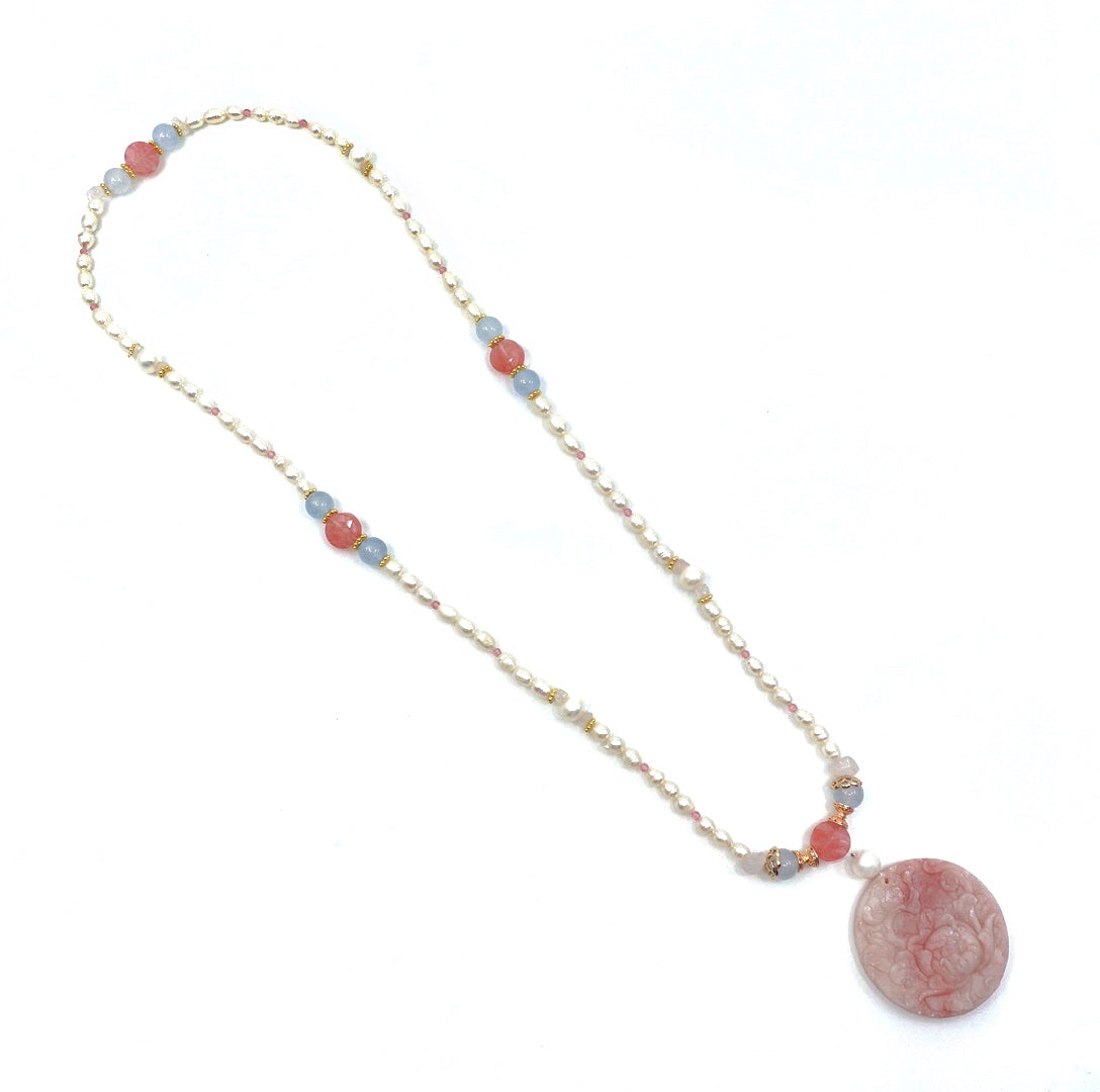 Beaded Tree Peony Pearl Necklace - Yun Boutique