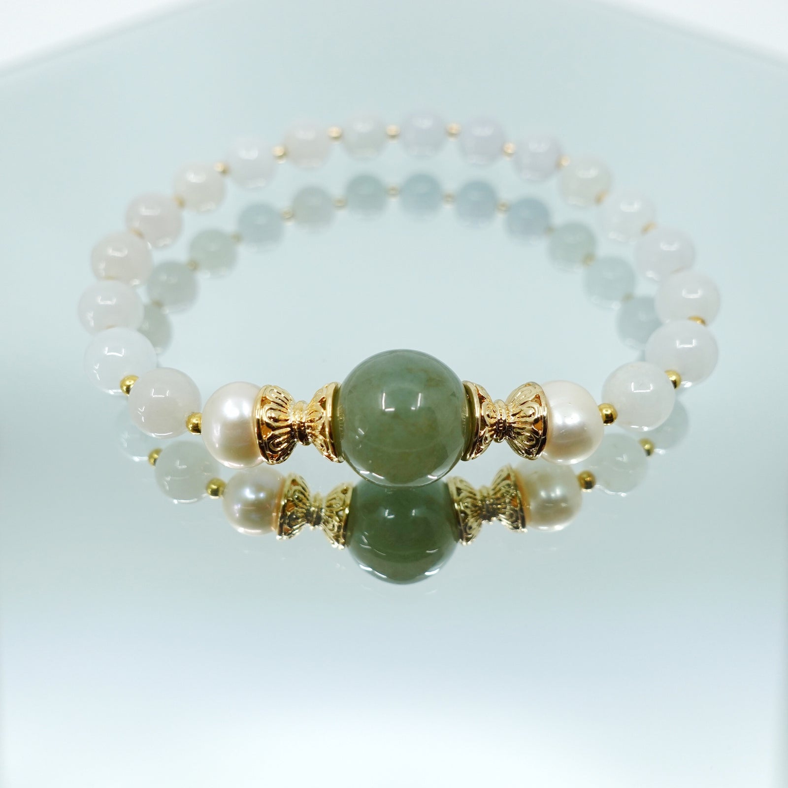 Beaded Mint Jadeite Bracelet 16cm - Yun Boutique