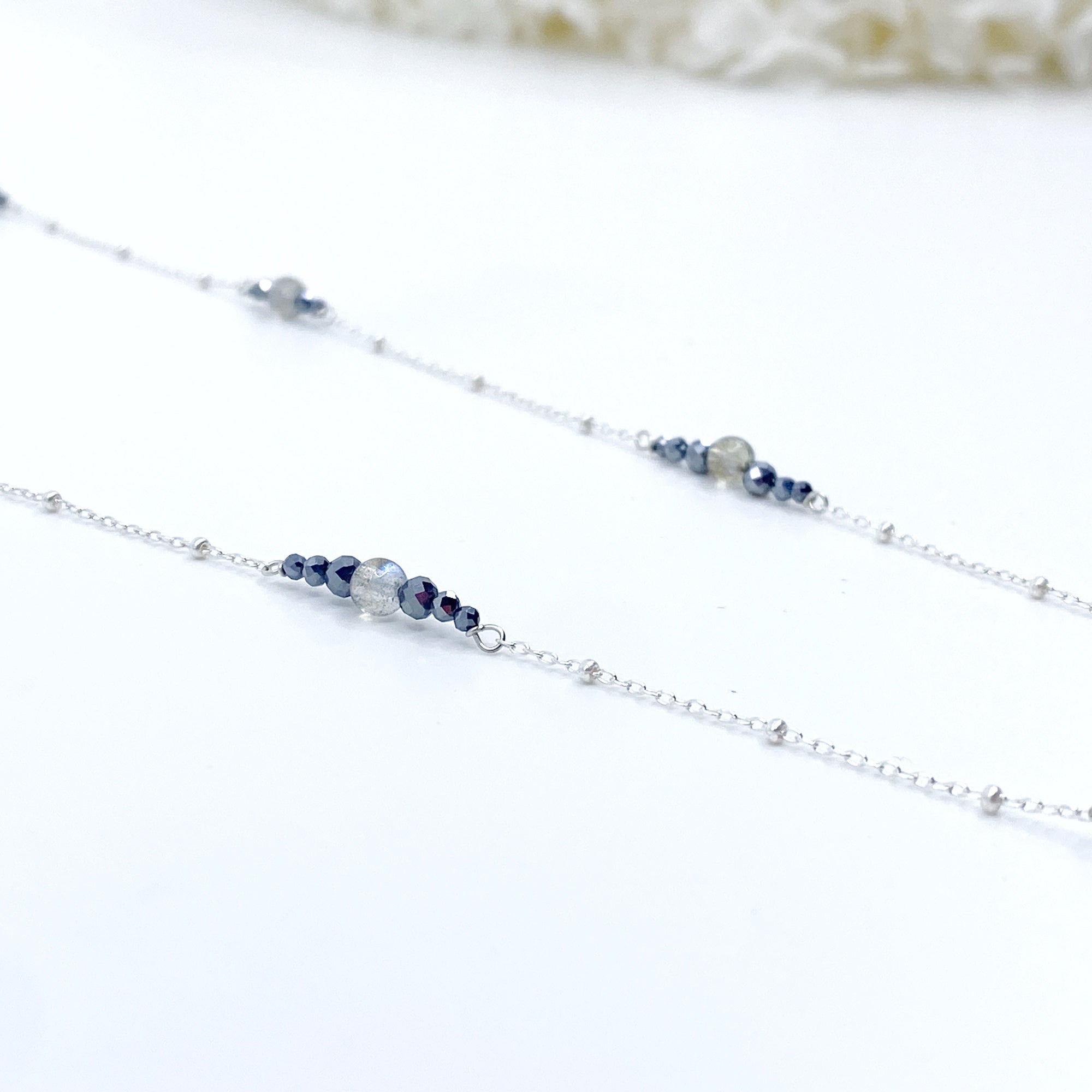 Yun Boutique The Nine Grey Gemstone Necklace in Sterling Silver