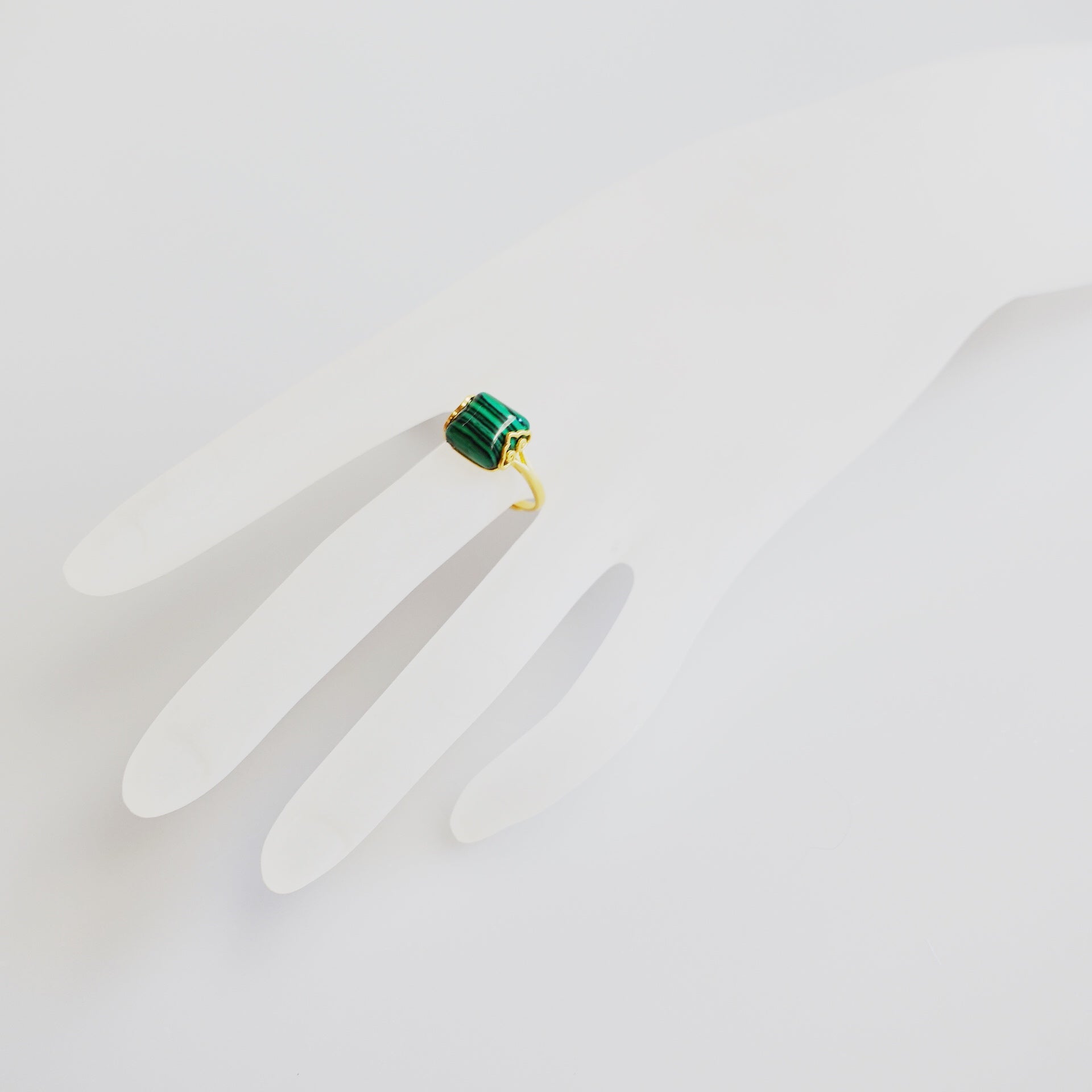 Gold Square Malachite Ring