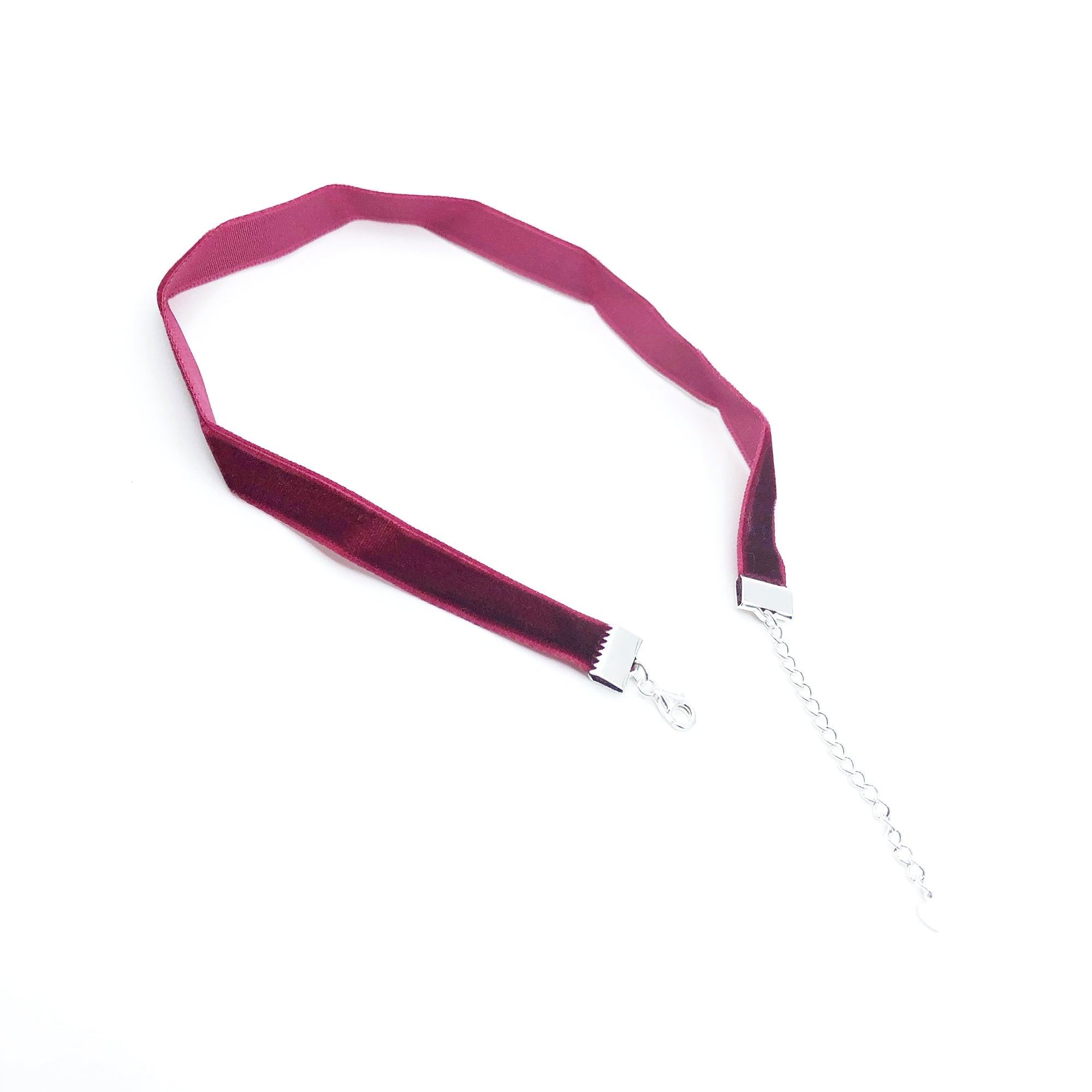 Ruby Red Velvet Choker Necklace with Adjustable Chain - Yun Boutique