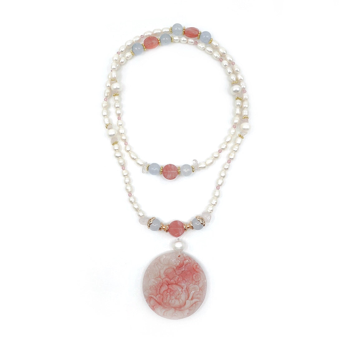 Beaded Tree Peony Pearl Necklace - Yun Boutique